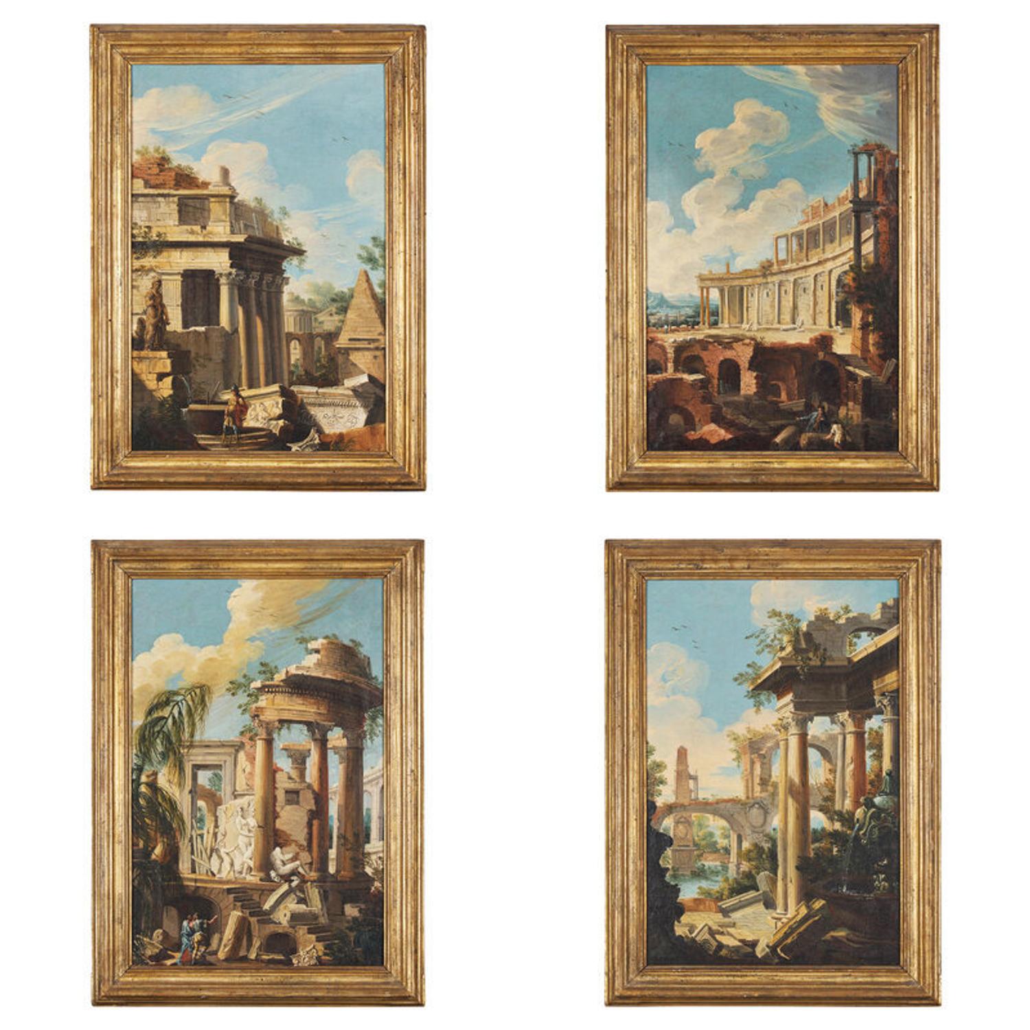 Manner of Viviano Codazzi (Italian, c. 1604-1670) 18th Century — Capricci with Figures