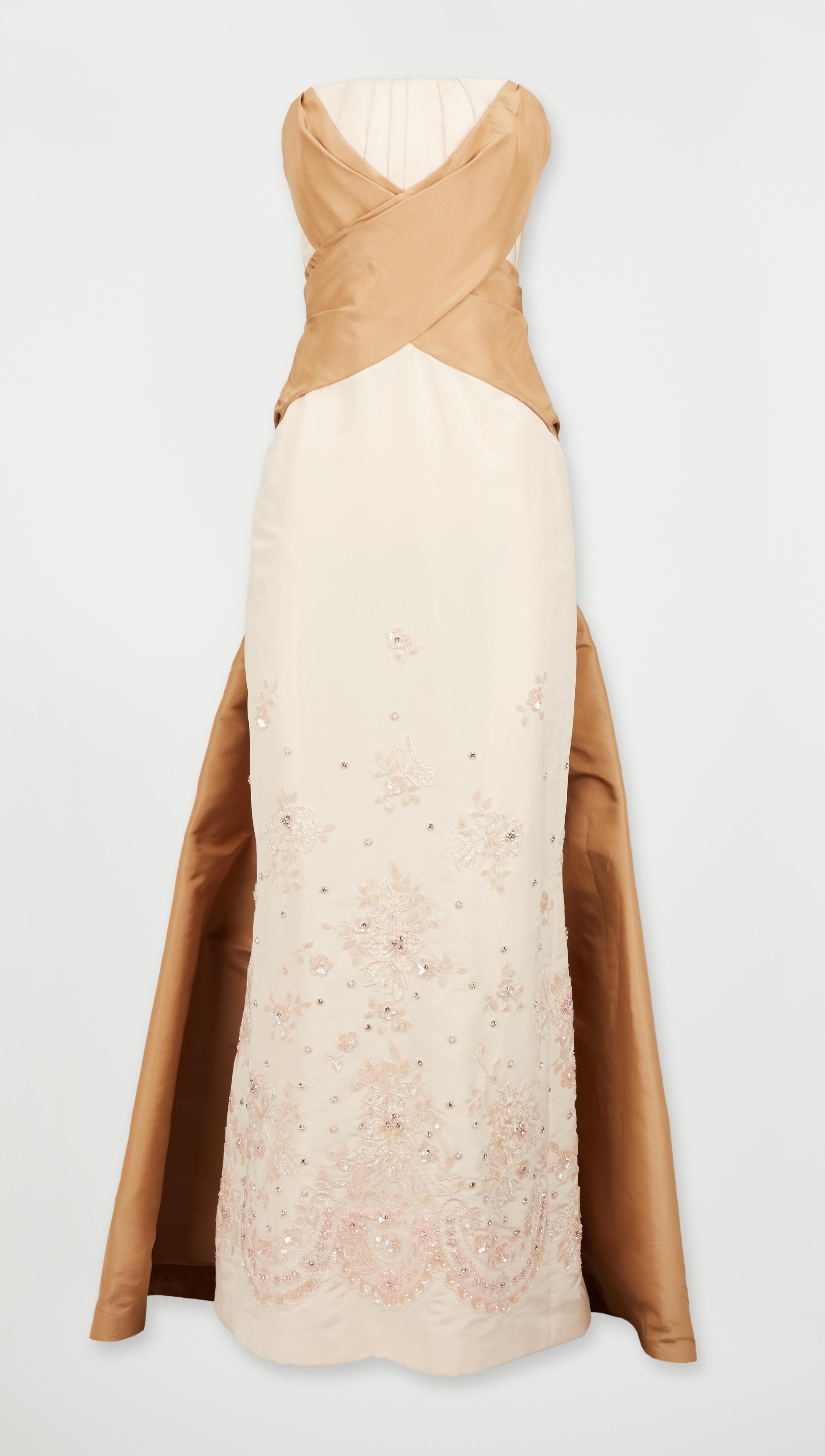 christian dior beige dress DIOR Vintage Cocktail Dress with rhinestone on shoulders / M main image 1