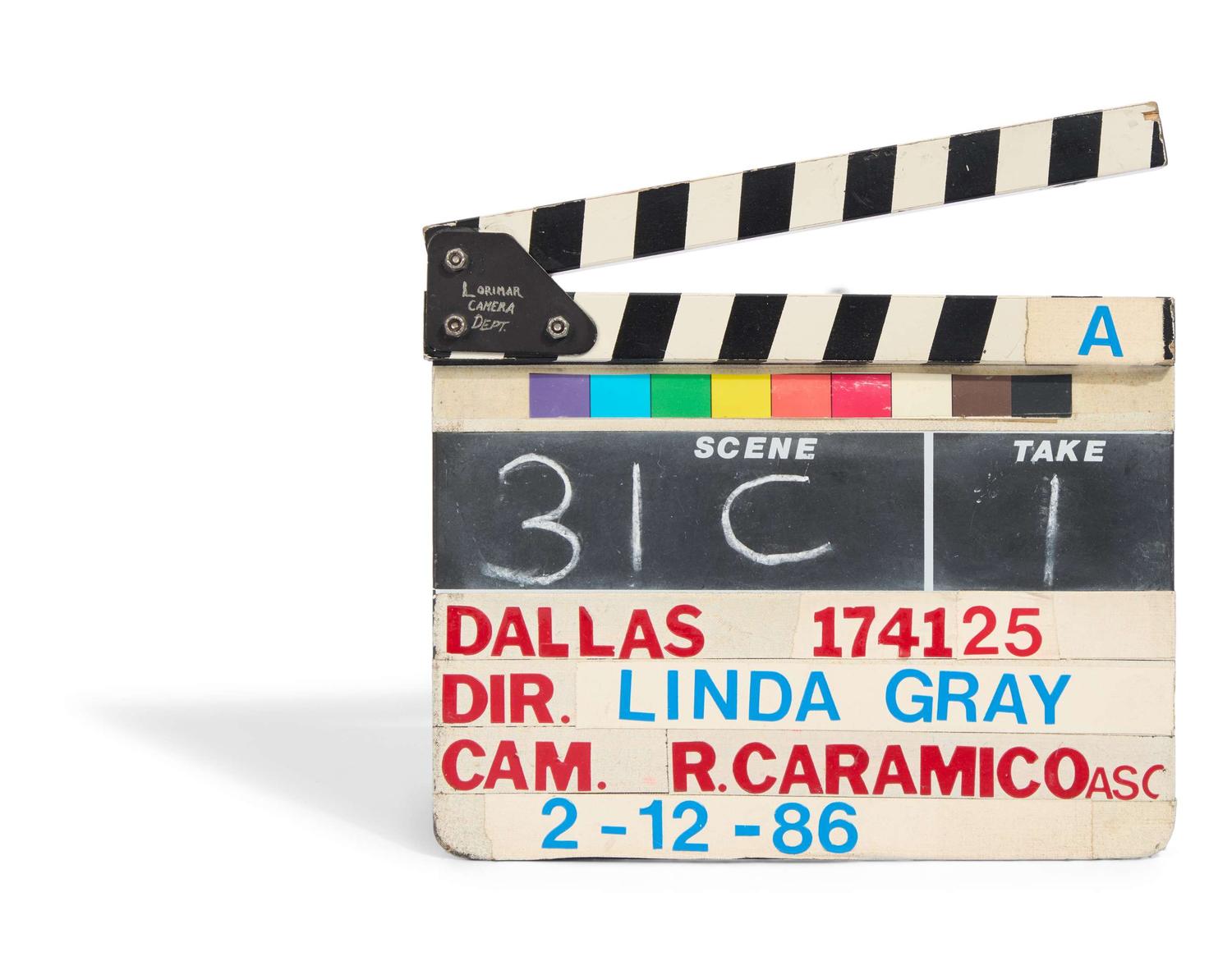 Linda Gray | 1986 “Dallas” Clapperboard for First Episode Directed by Gray lot