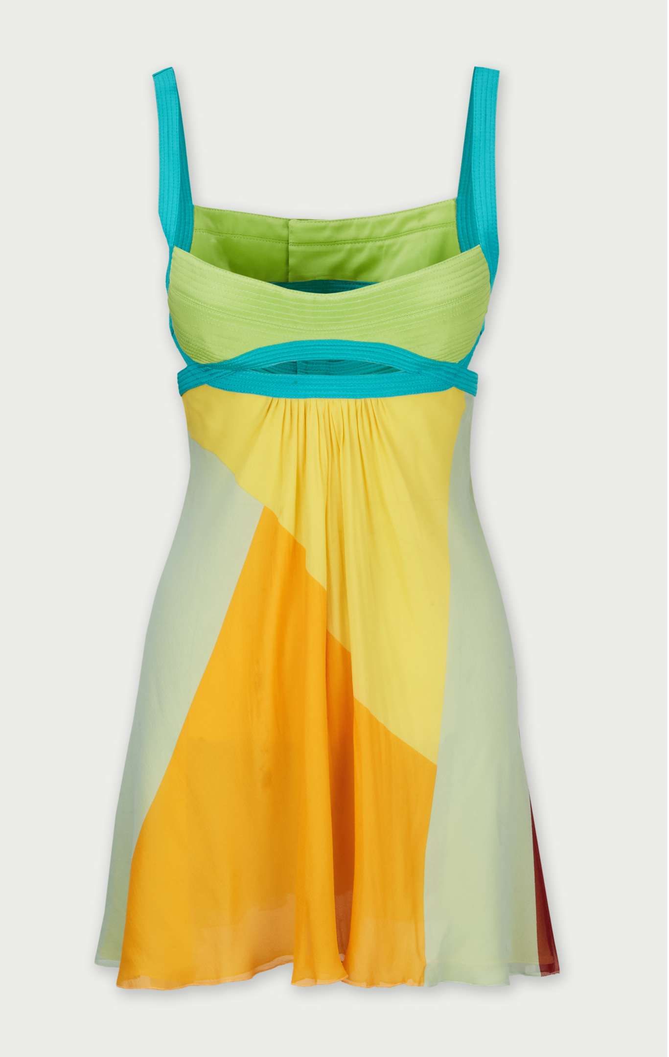 versace 2003 cut out mini dress Versace Multicolor Cut Out Mini Dress