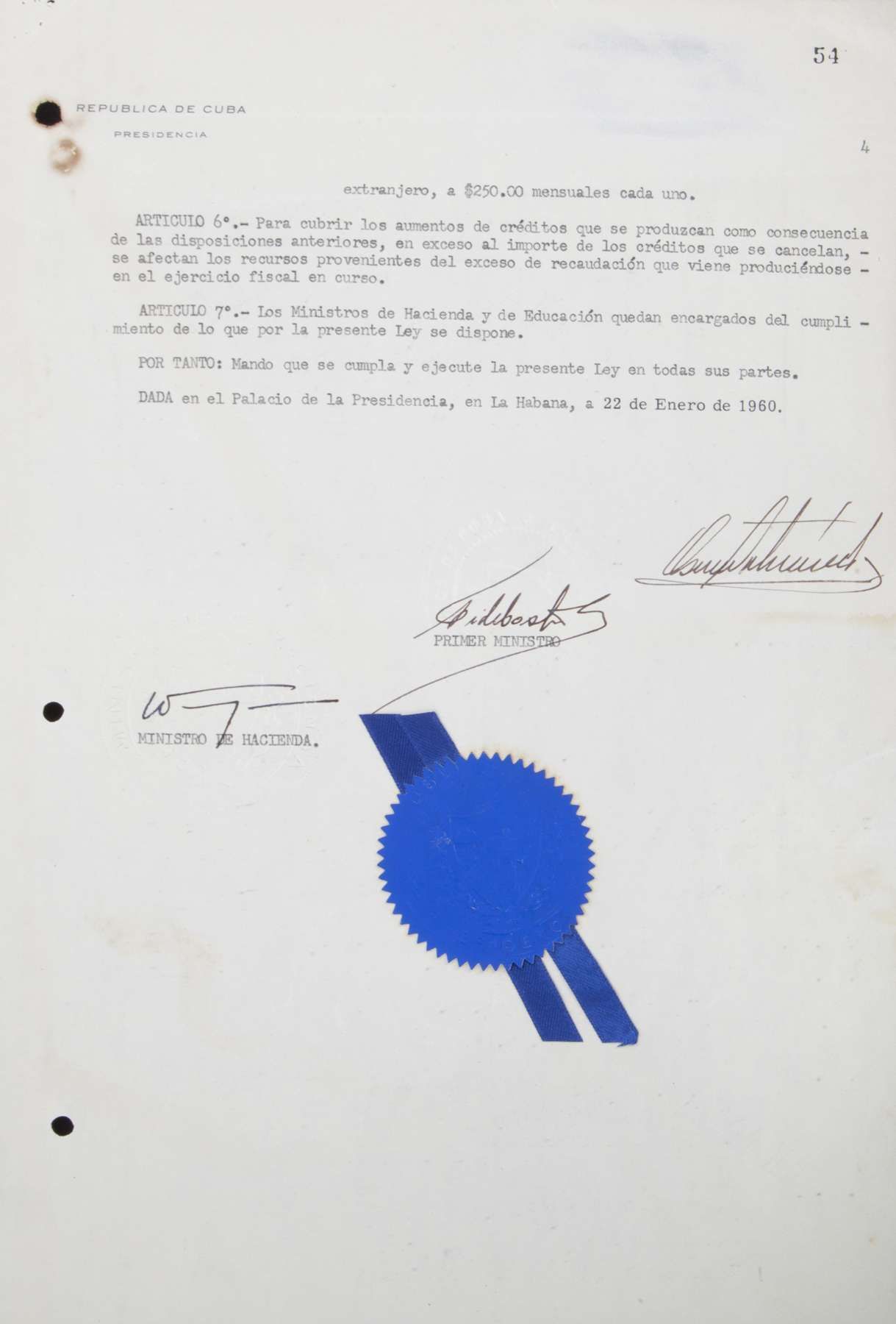 Fidel Castro | Signed Legal Decree