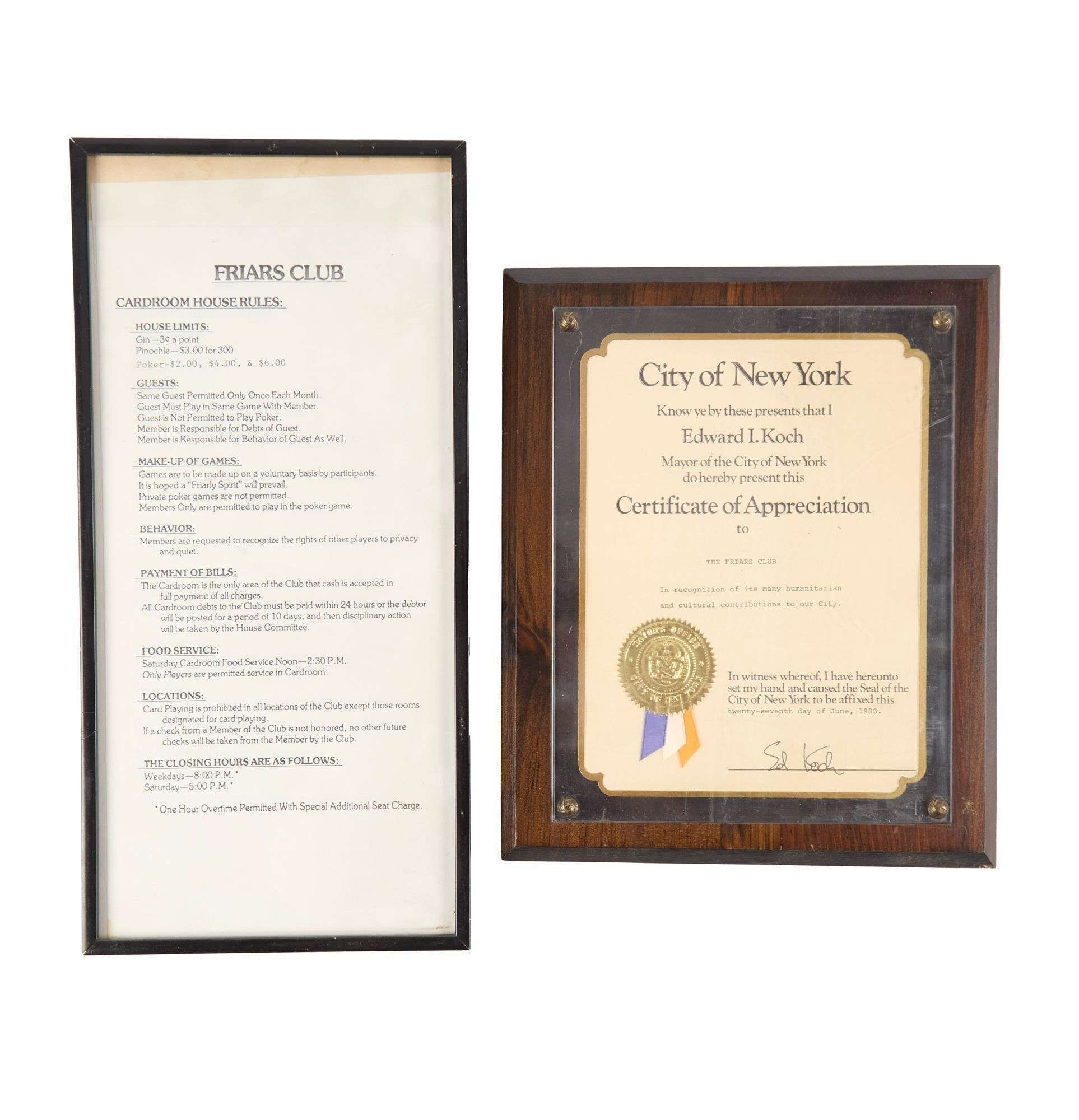 Friars Club | Six Posted Signs