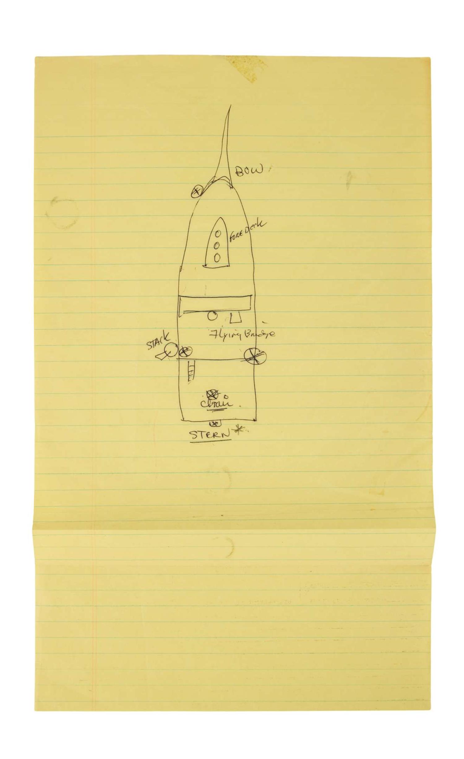Jaws | Hand-Drawn “Orca” Sketch from Steven Spielberg Production Meeting lot