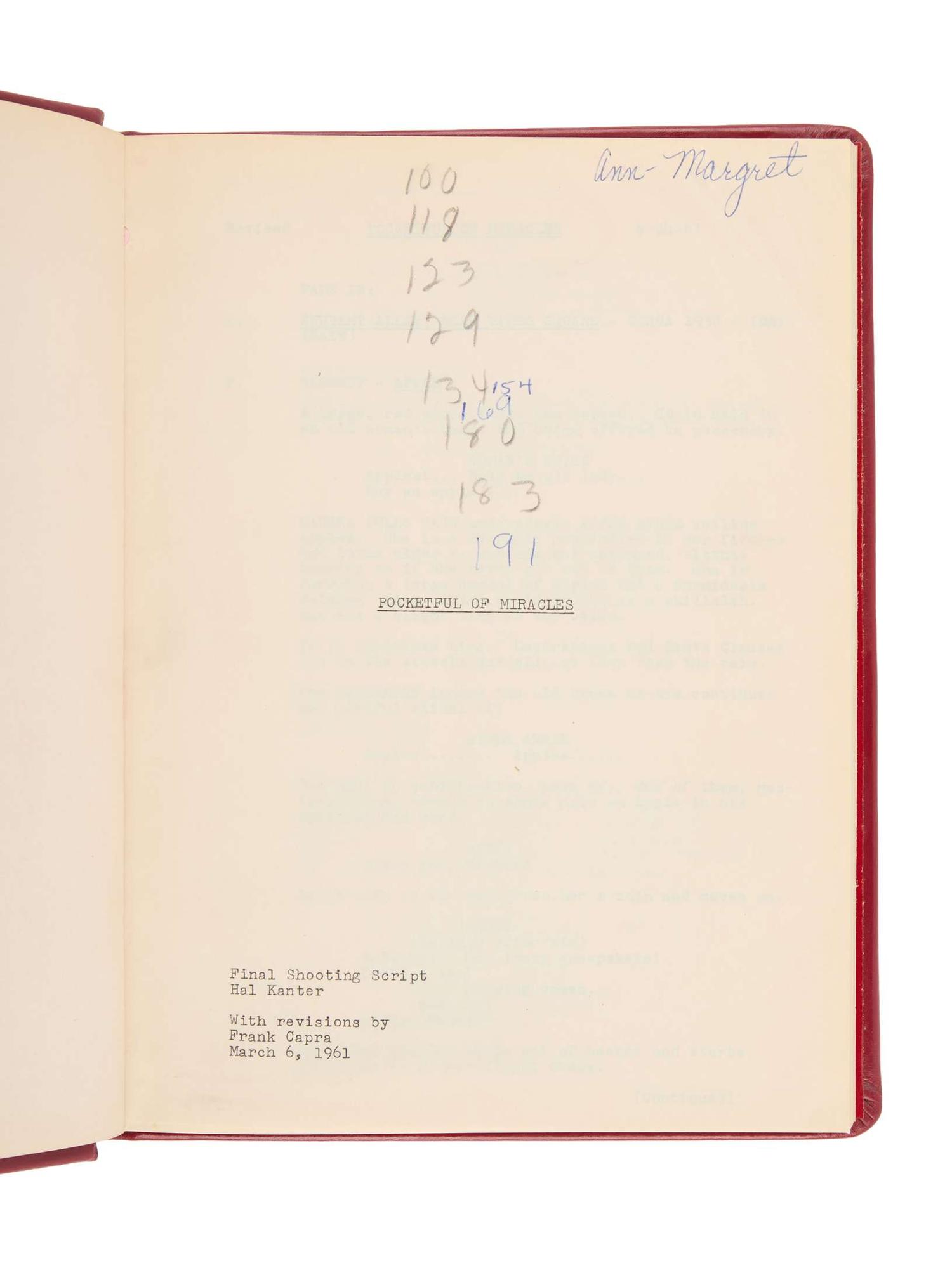 Ann-Margret | 1961 Library Copy Script from “Pocketful of Miracles”