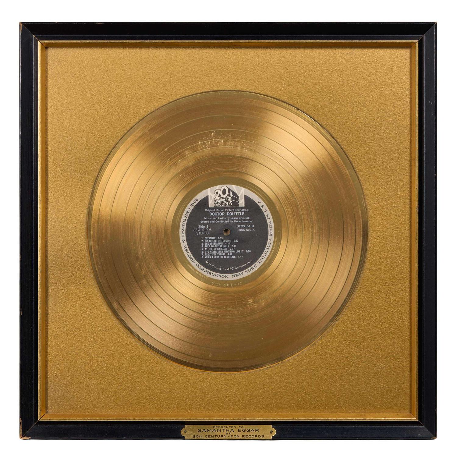 Samantha Eggar | 1967 “Doctor Dolittle” Gold Record Award lot