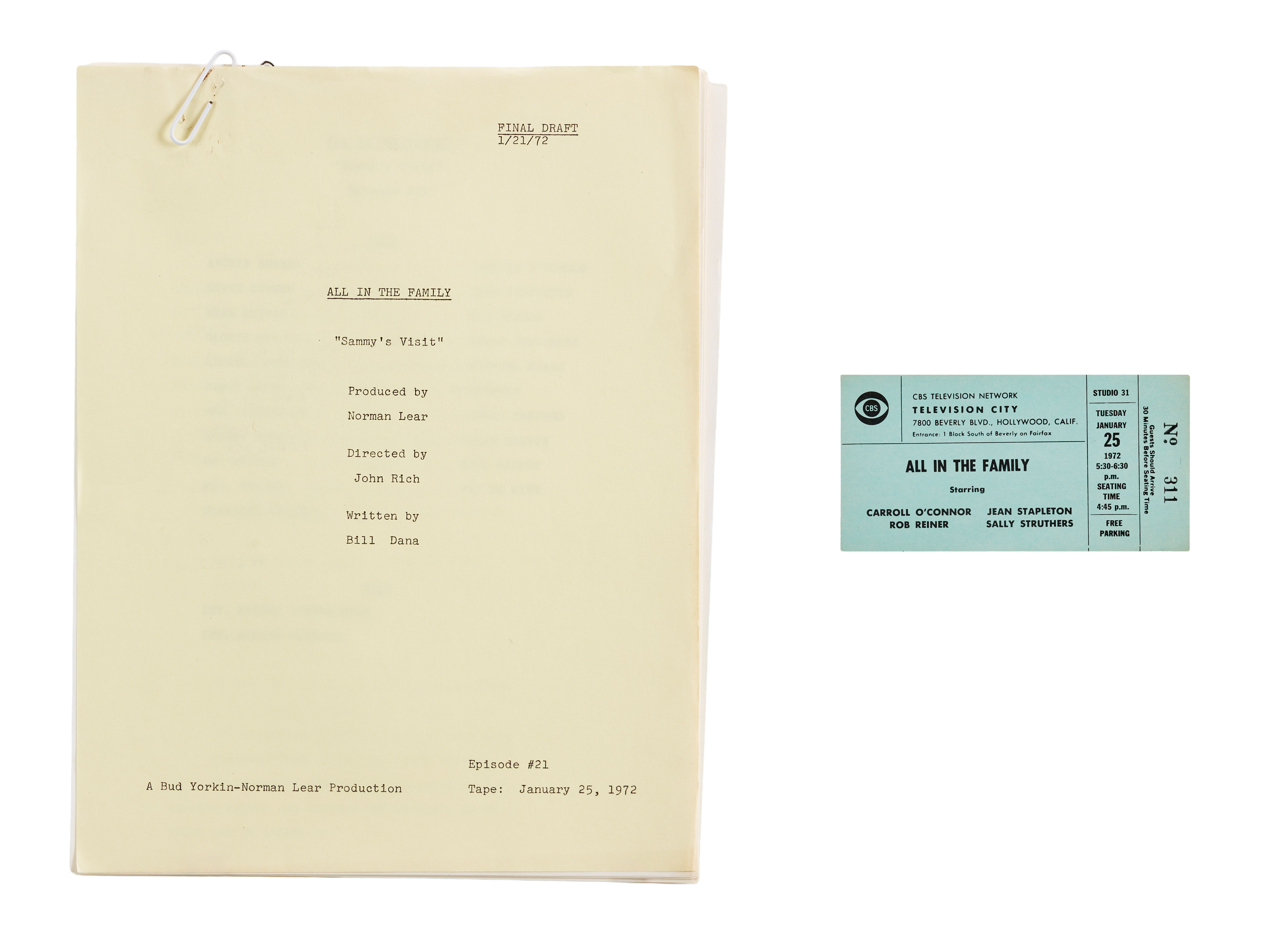 All in the Family | 1972 Script and Taping Ticket from the 