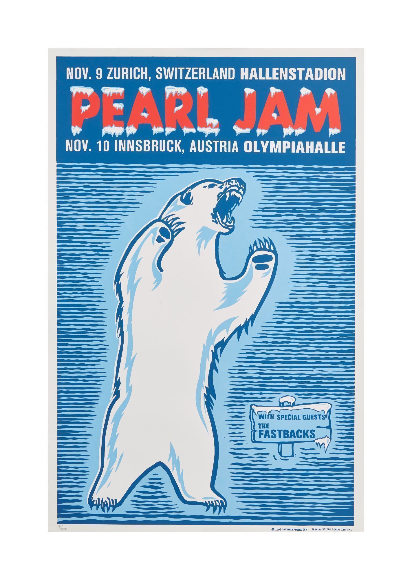 Pearl Jam | 1996 Original Ames Bros Hallenstadion / Olympiahalle