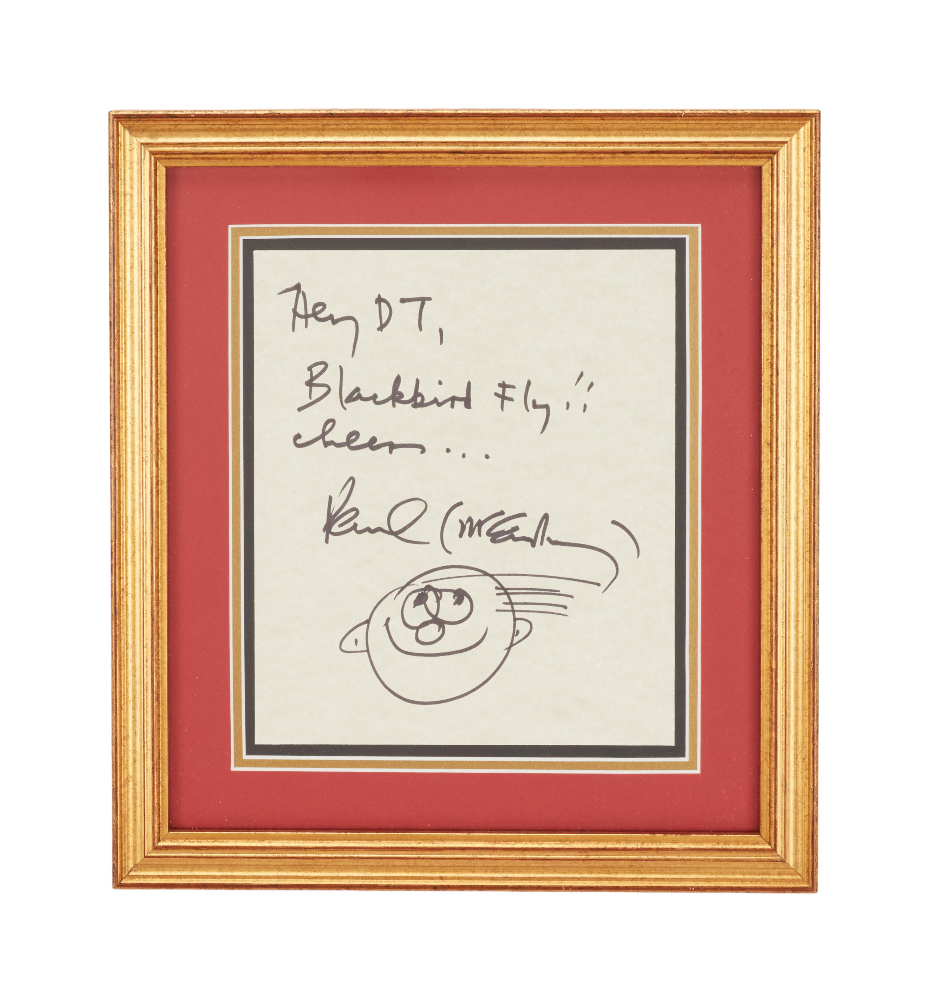 David Lynch | Paul McCartney Signed Page with DL Foundation Poster