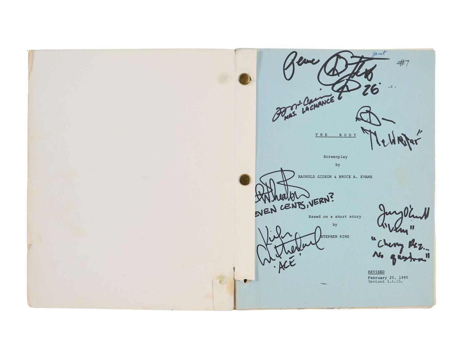 Rob Reiner | 1986 “Stand By Me” Cast-Signed Script lot