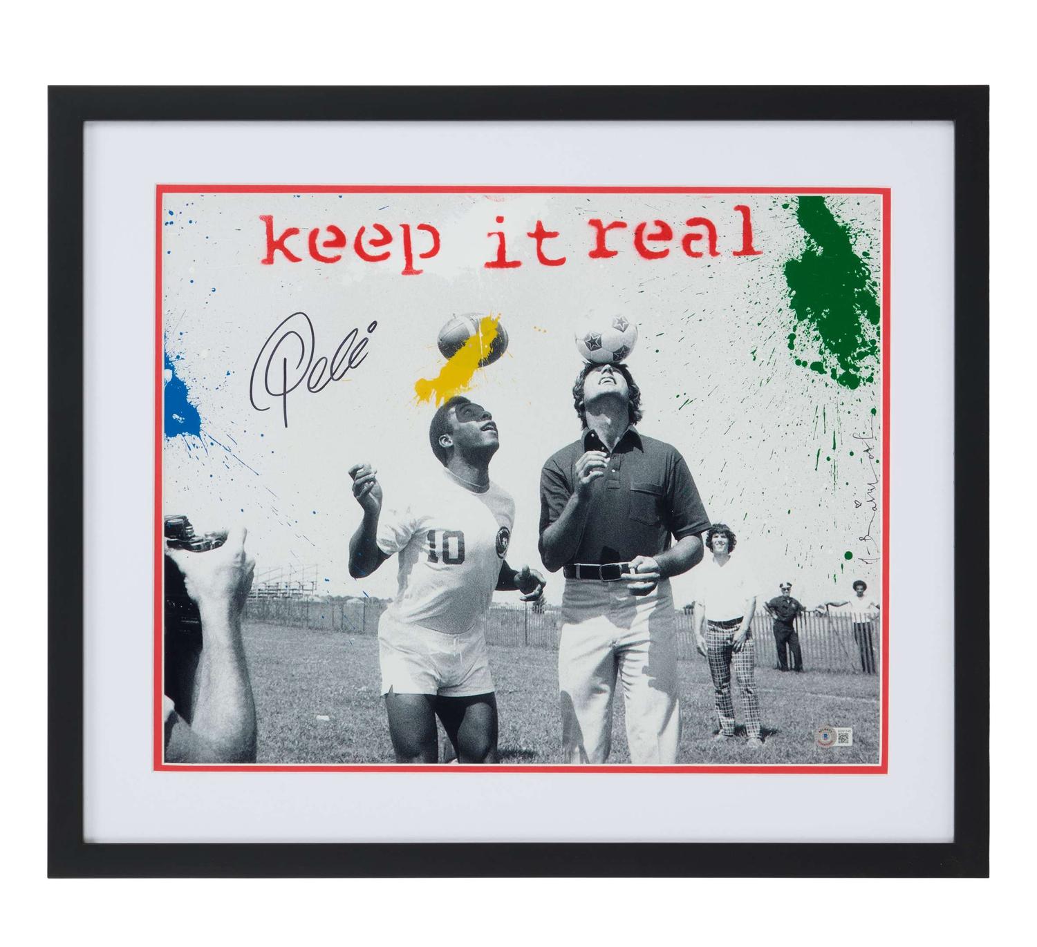 Pele and Mr. Brainwash | Signed Hand-Embellished Photo Artwork lot