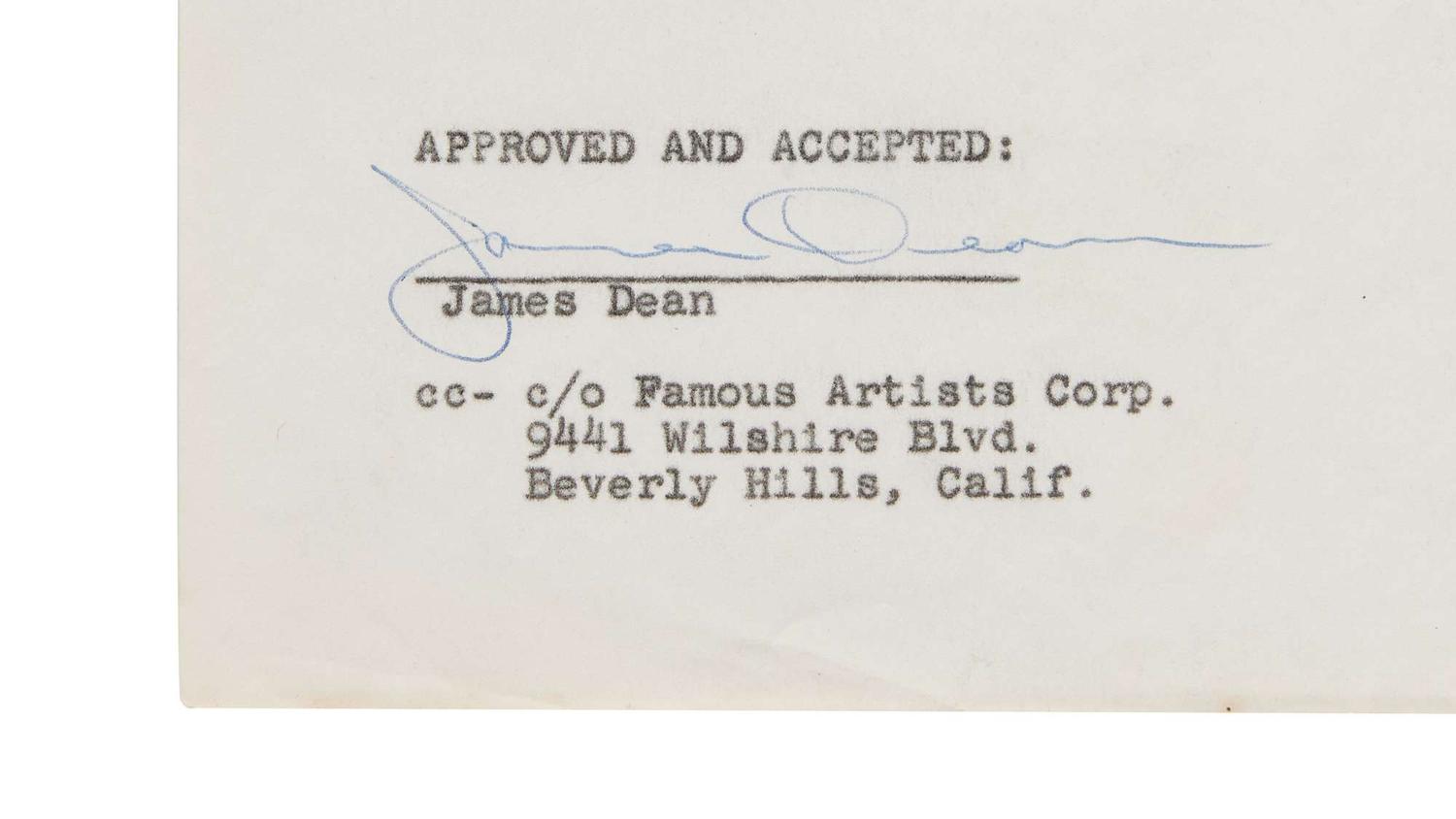 James Dean | Signed 1955 "Giant" Contract  lot