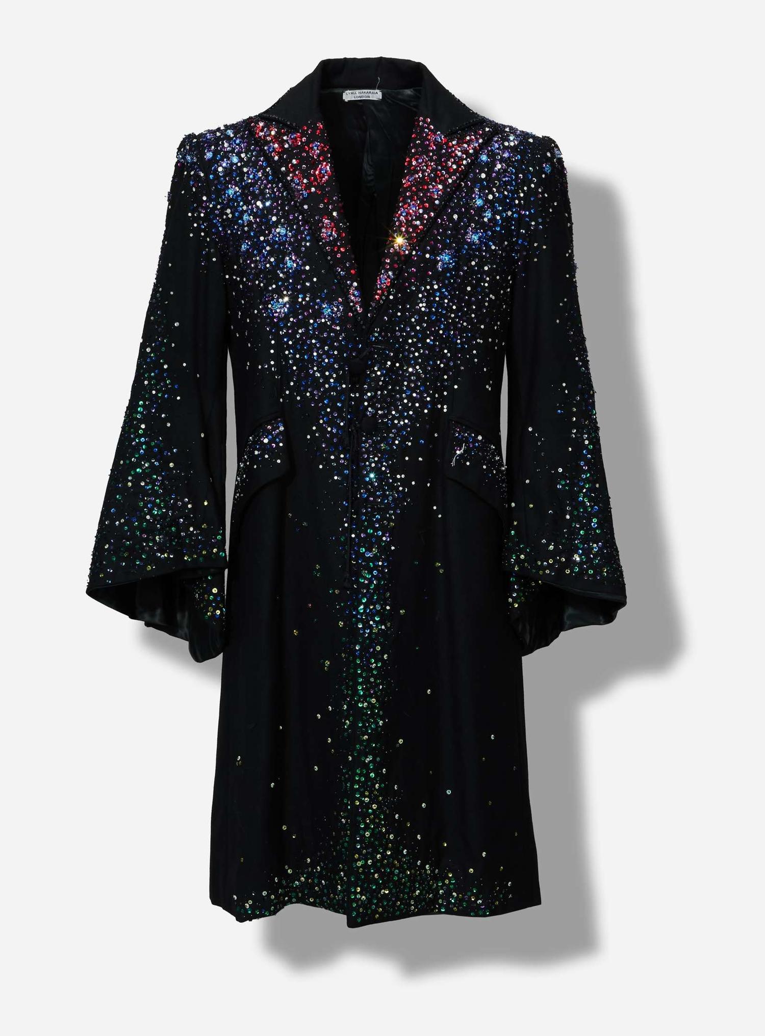Boy George | 1998 Stage Worn Lyall Hakaraia Black Coat with Rhinestones (With Image) lot