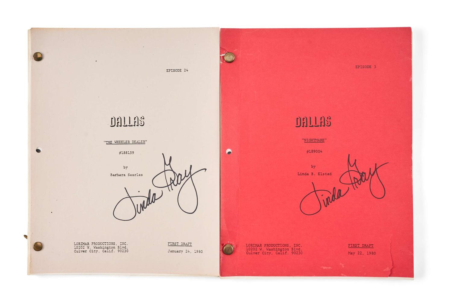 Linda Gray | Signed 1980 “Dallas” Scripts Related to J.R. Shooting lot