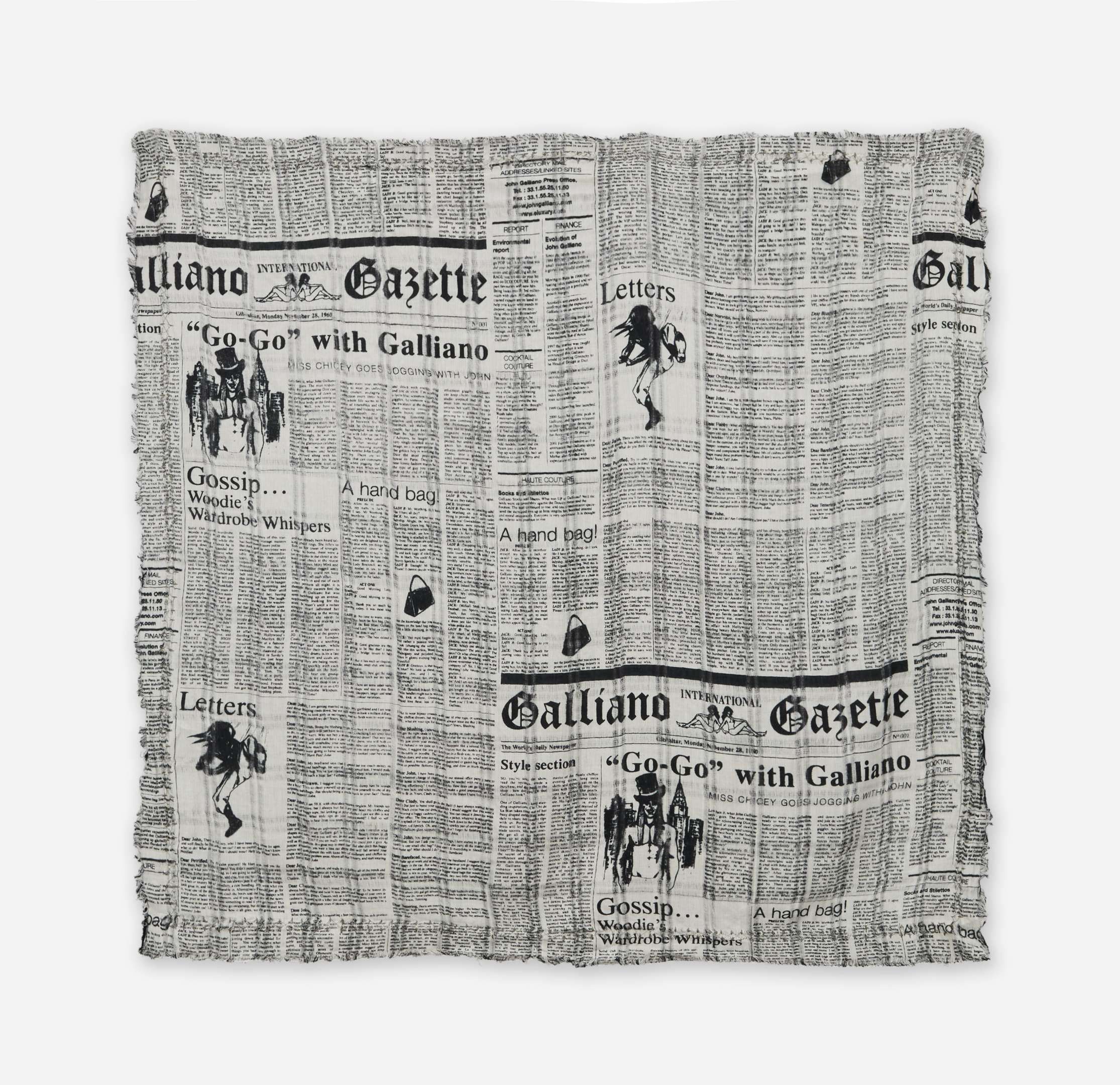 John Gailiano Newspaper スカーフ John Galliano | Gazette Newsprint Print Scarf