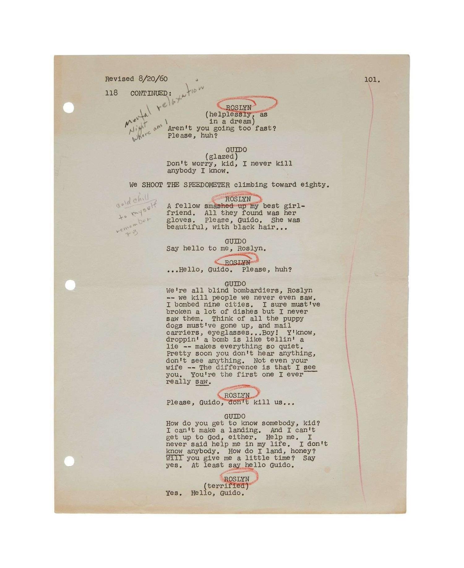 Marilyn Monroe | 1960 Annotated 'Script Change' Pages from The Misfits lot