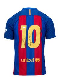 Lionel Messi and Ronaldinho | Signed Barcelona Commemorative Jersey (Beckett)