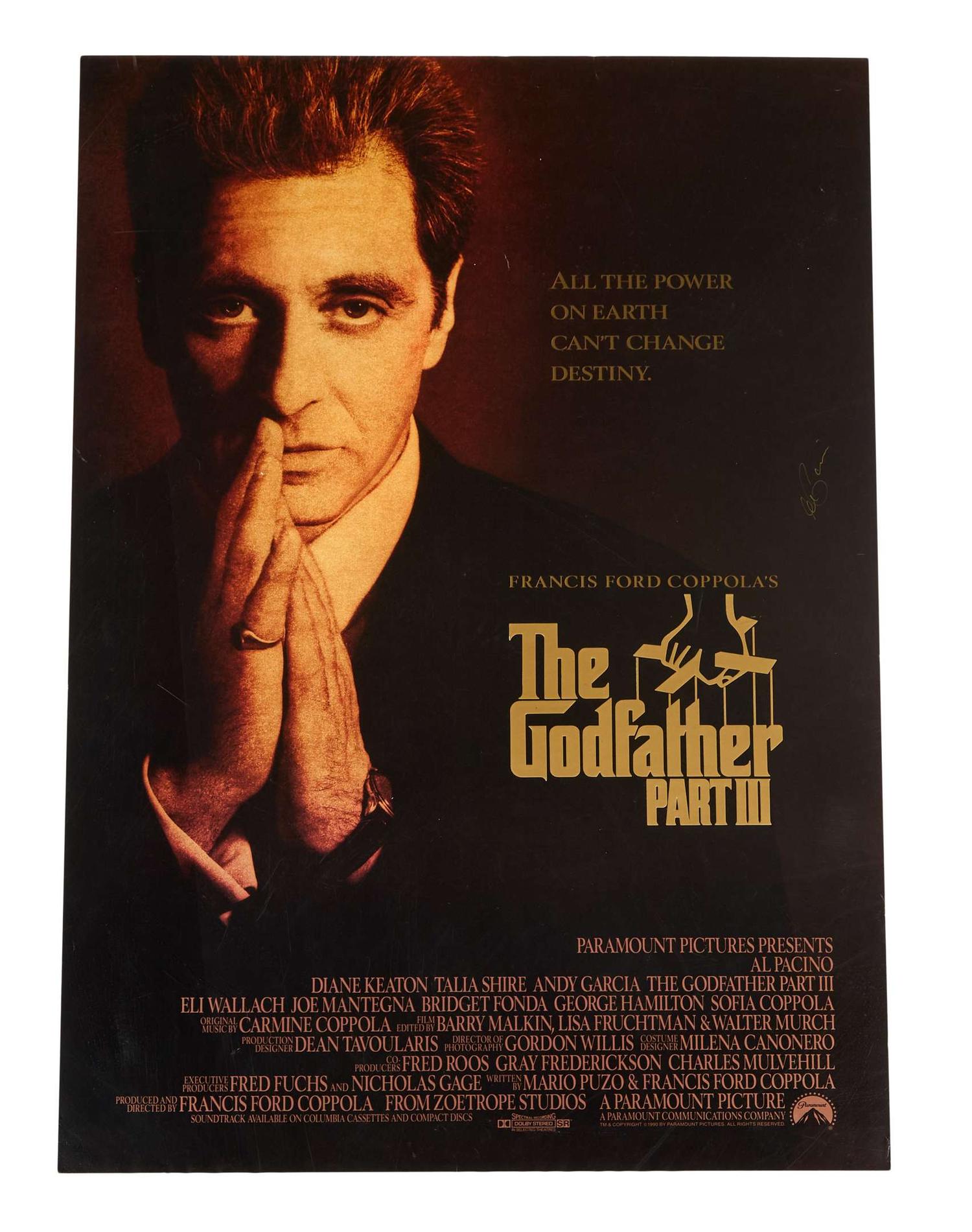 The Godfather Part III | Al Pacino Signed Movie Poster lot