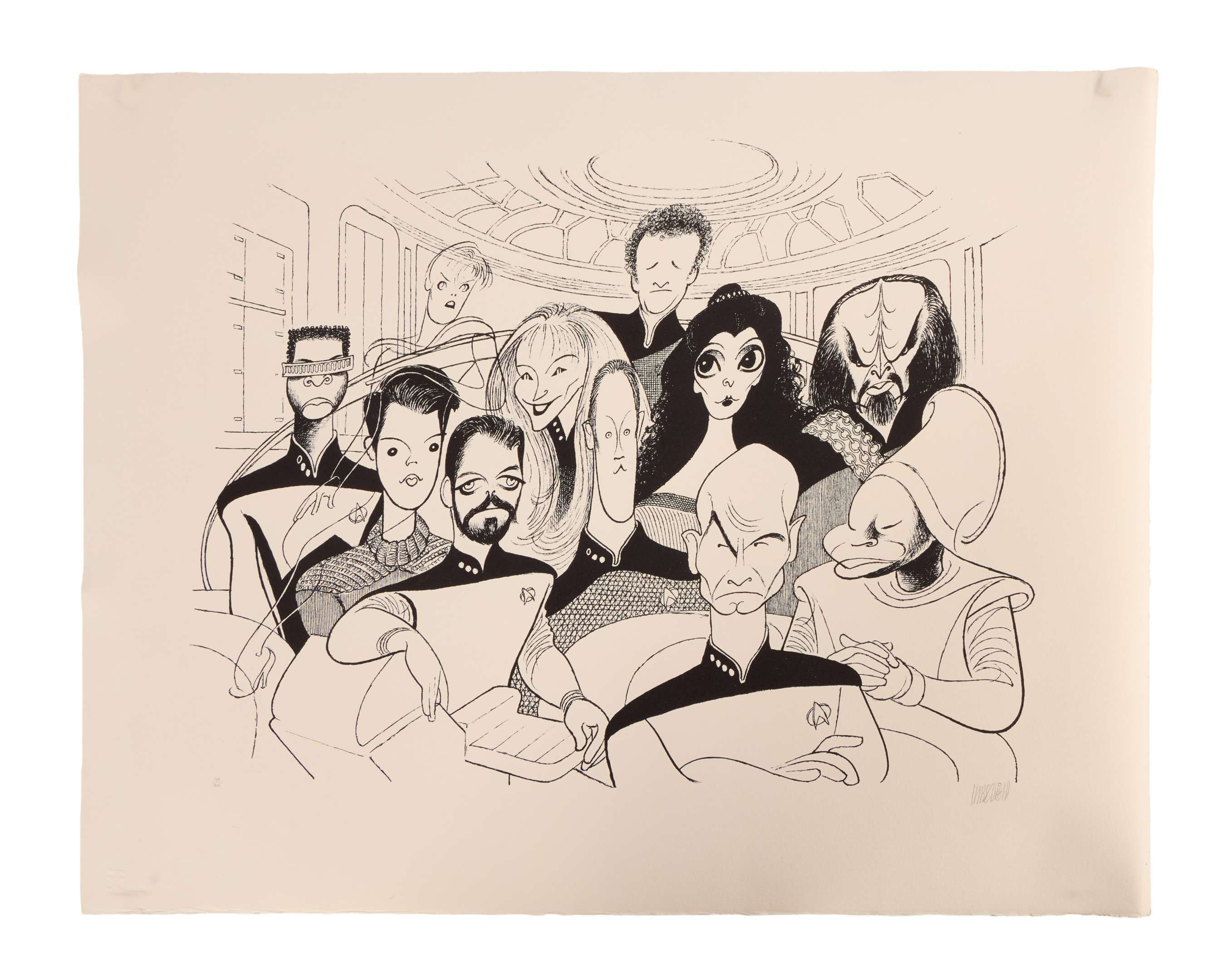 ミックティラー　サイン Star Trek: The Next Generation | Al Hirschfield Cast Lithograph
