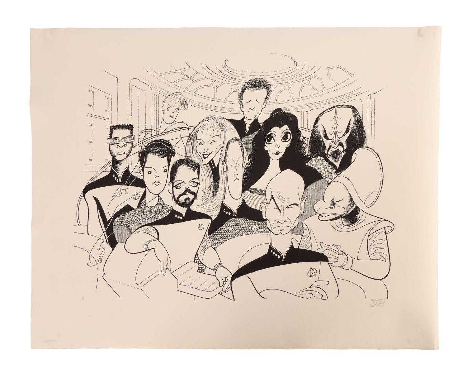 Star Trek: The Next Generation | Al Hirschfield Cast Lithograph lot