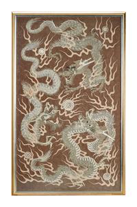 Anna Strasberg | Framed Vintage Chinese Silk Embroidery Dragon Panel