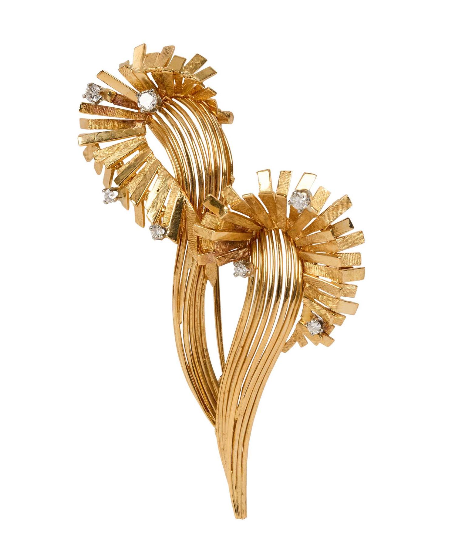 Ann-Margret | 1960s 18K Yellow Gold and Diamond Spray Brooch lot