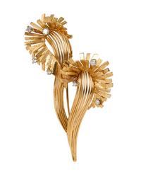 Ann-Margret | 1960s 18K Yellow Gold and Diamond Spray Brooch