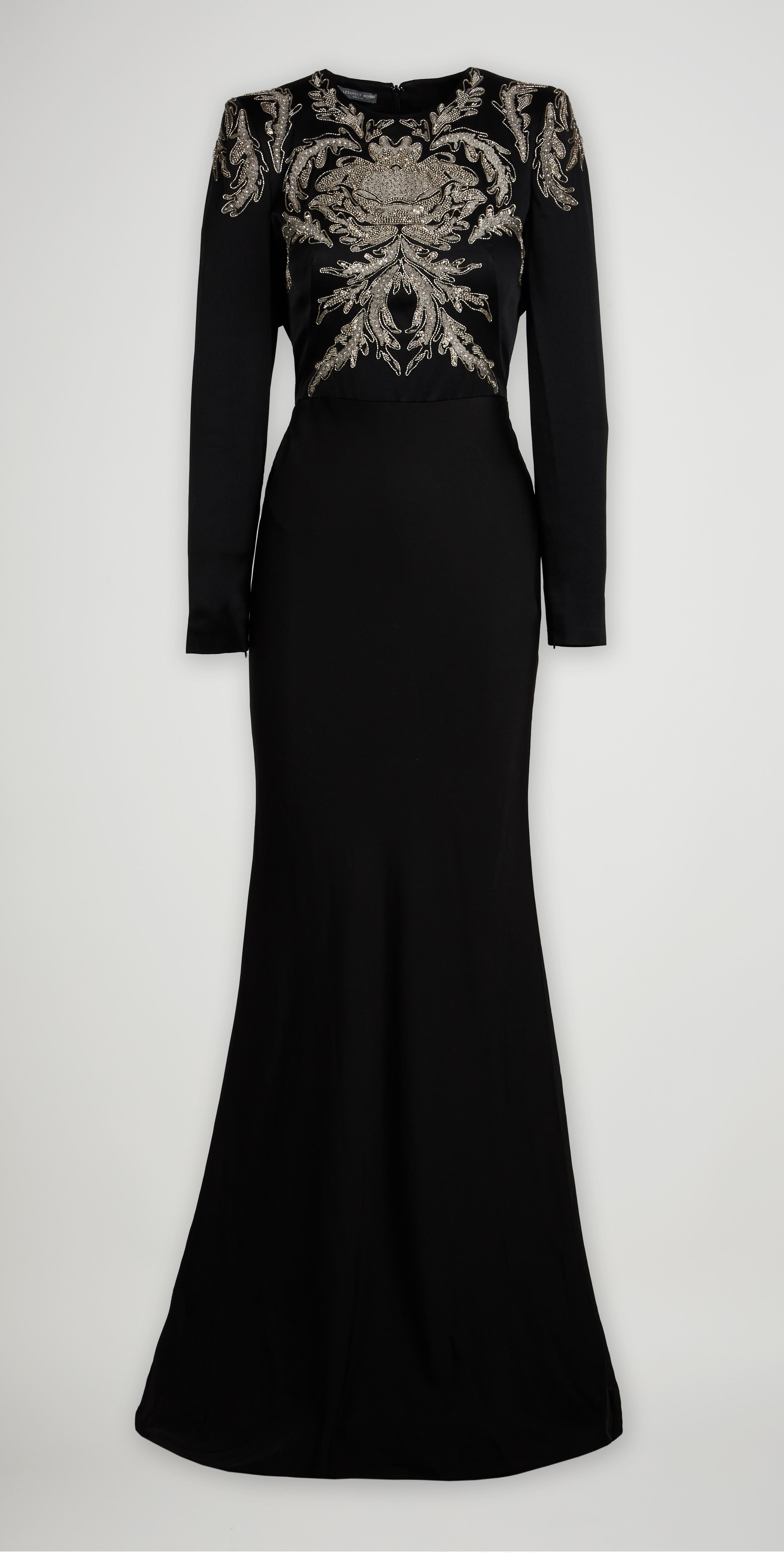 alexander mcqueen embroidered dress Alexander McQueen Vintage 2005 Silk Embroidered Little Black Dress (M-L)   sororit