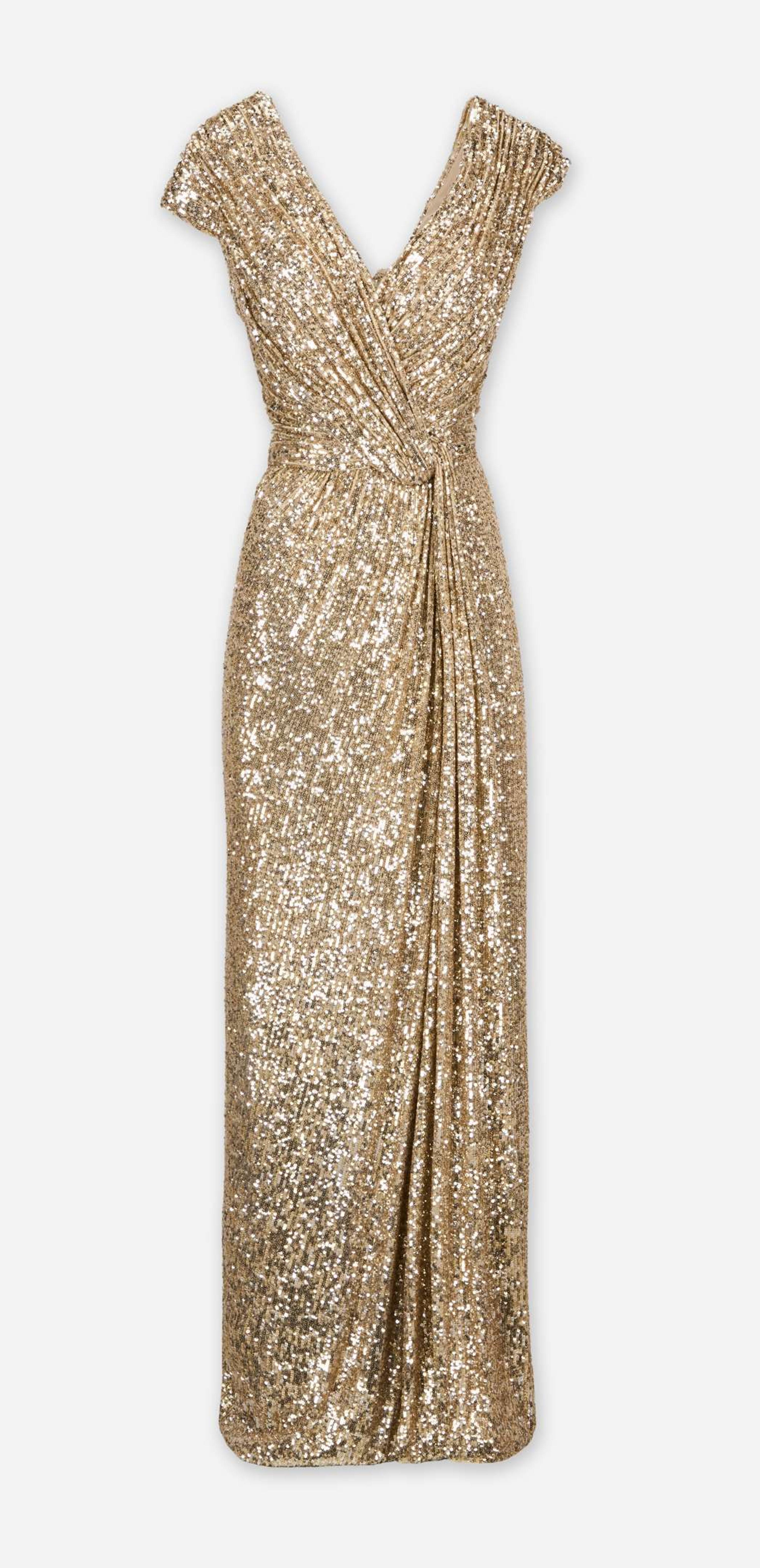 rebel wilson gold dress STRETCH METALLIC MESH