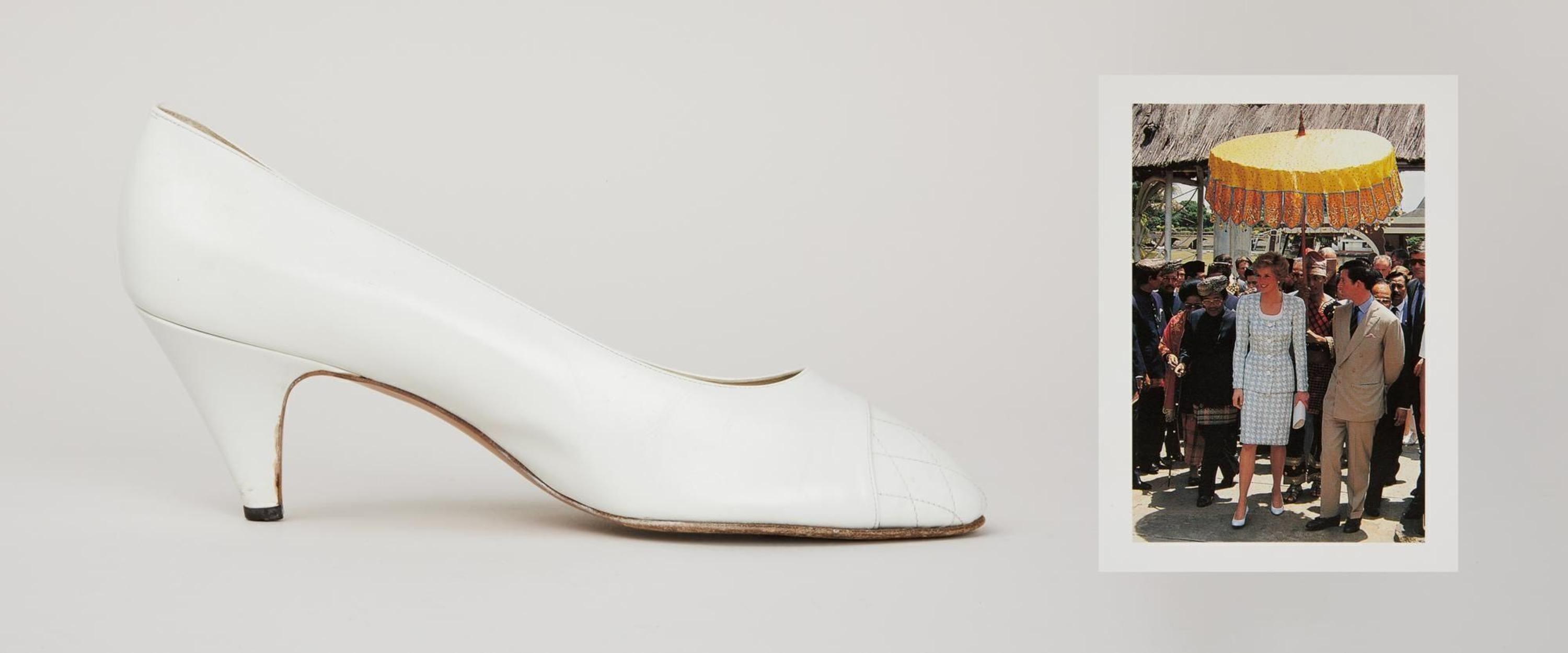 Princess Diana | 1989 White Rayne Leather Pumps With Quilted Toe