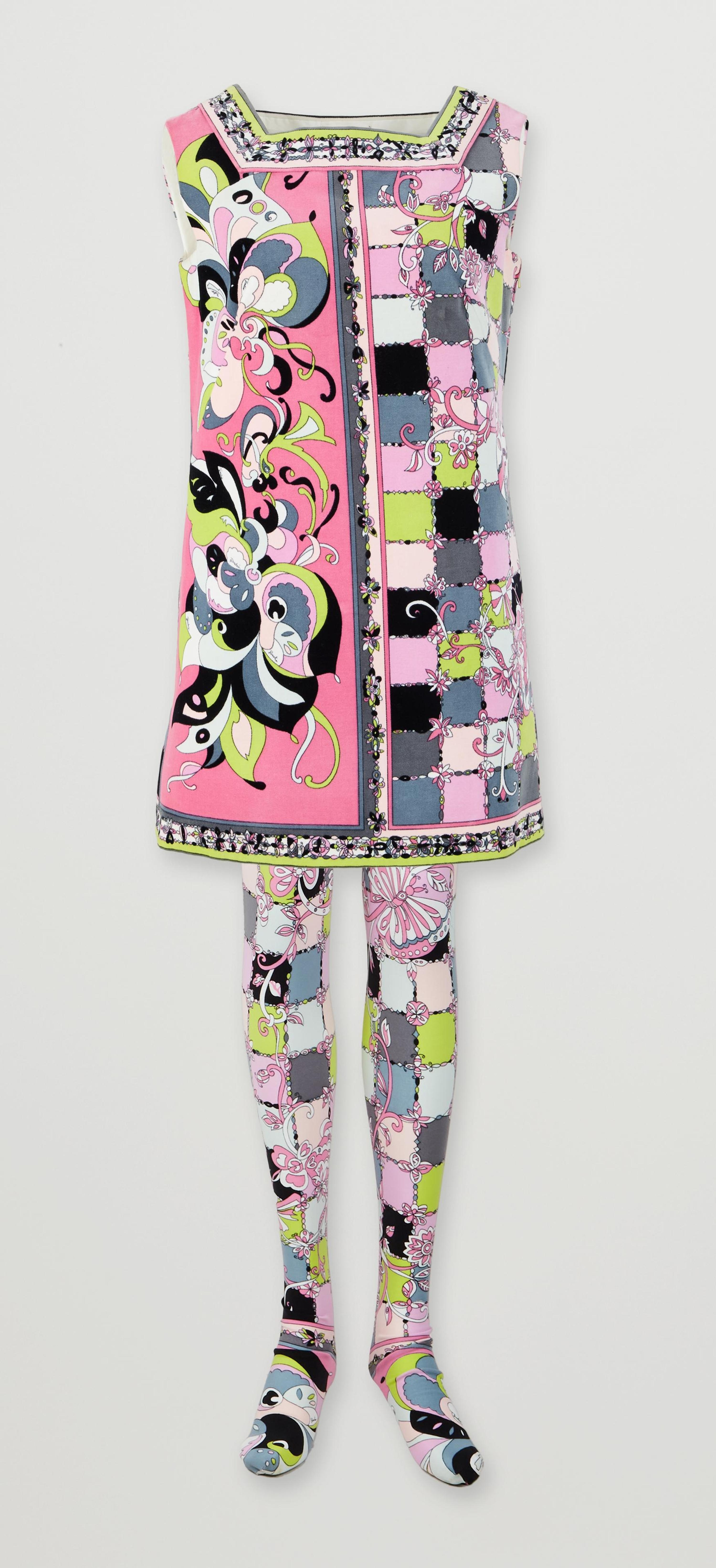 Elizabeth Taylor | Emilio Pucci Pink and Multi-Color Velvet Dress