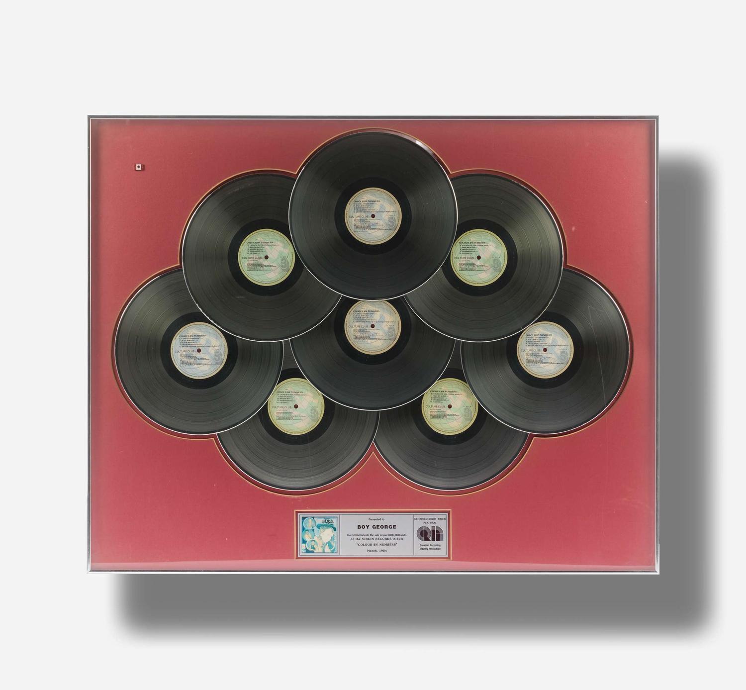 Boy George | CRIA-Certified “8X Platinum” Sales Award for 1983 Culture Club Album “Colour By Numbers” lot