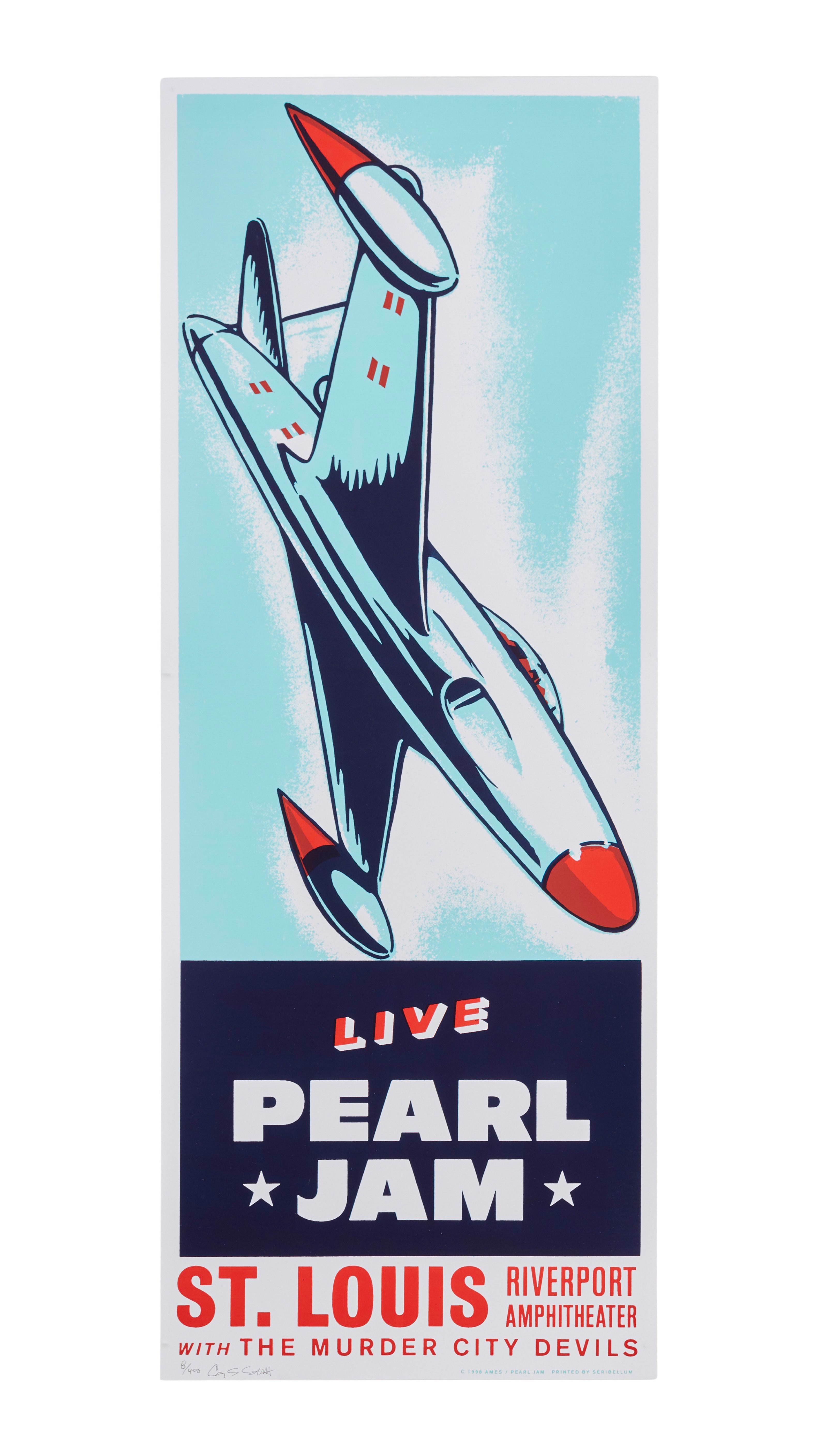 thumbnail image 2 of Pearl Jam Poster – North American Tour 1998 – Ames Bros. – Original Vintage Mint 2 of 4