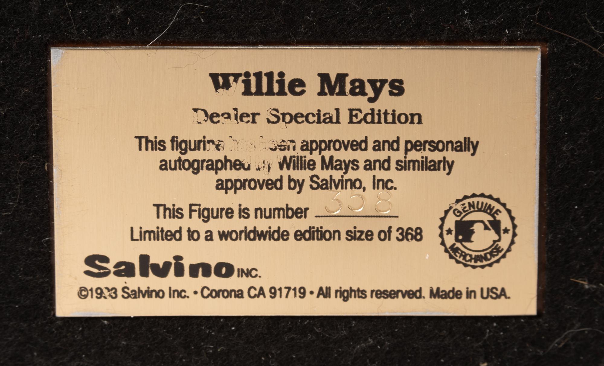 A Willie Mays "The Catch" Signed Autograph Salvino Figure,