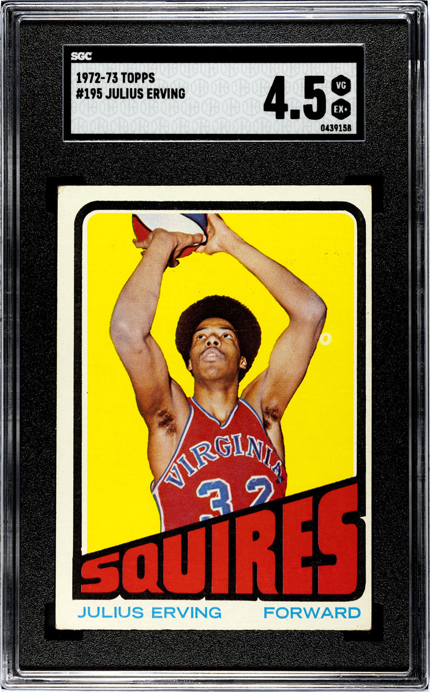 A 1972 Topps Julius Erving Rookie Basketball Card No. 195 (SGC 4.5 VG-EX+)