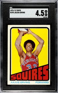 A 1972 Topps Julius Erving Rookie Basketball Card No. 195 (SGC 4.5 VG-EX+)