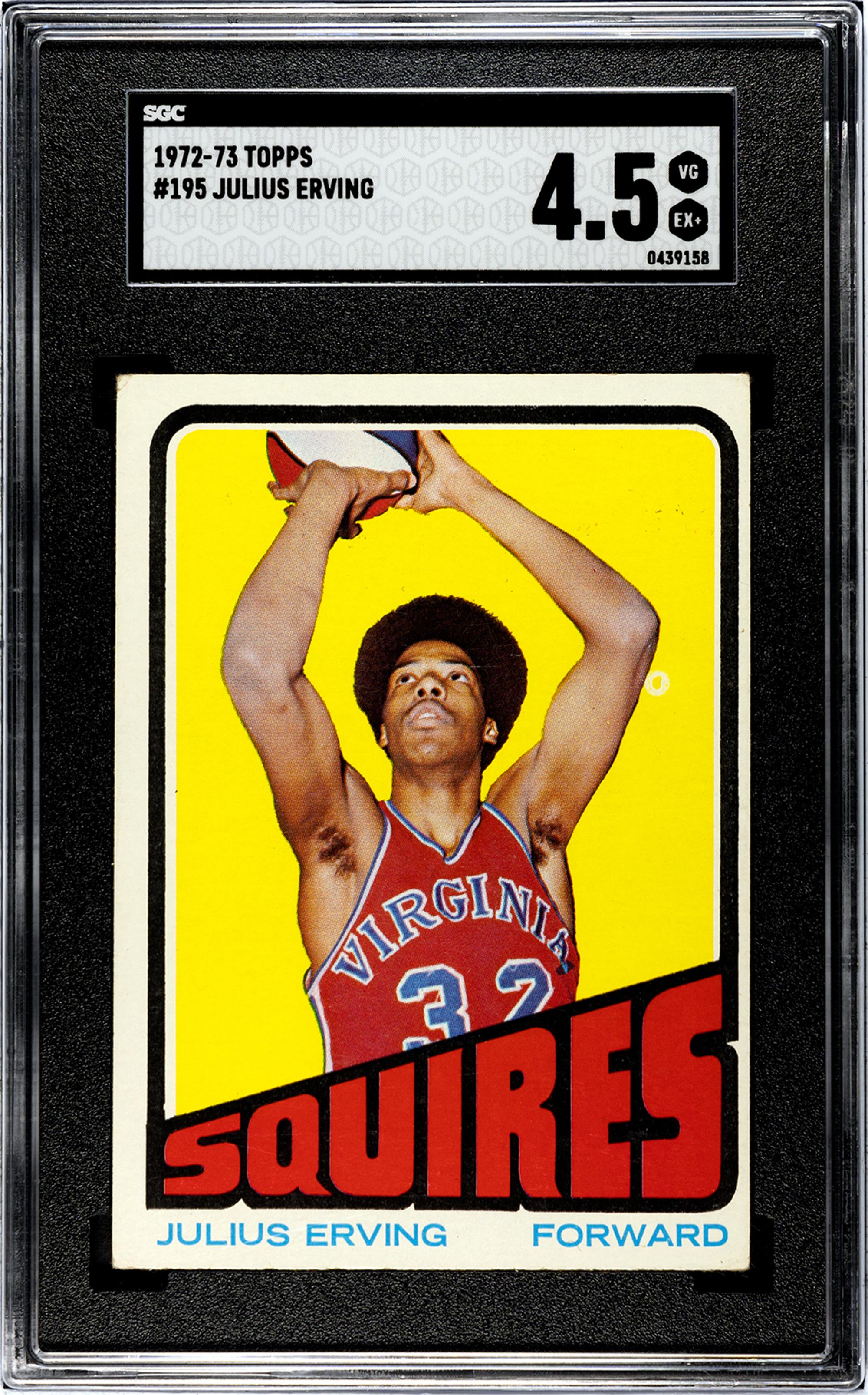 A 1972 Topps Julius Erving Rookie Basketball Card No. 195 (SGC 4.5 VG-EX+)