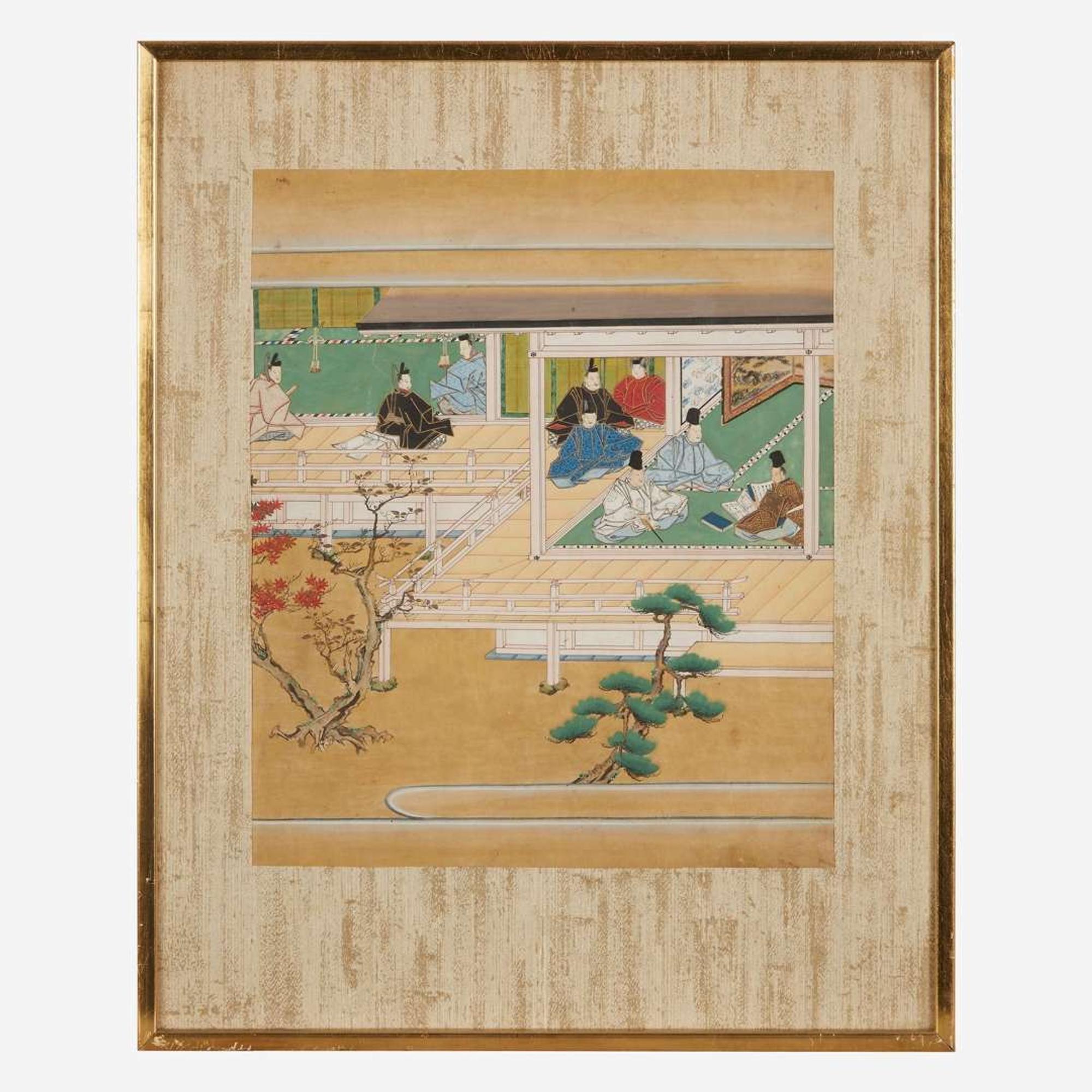 A group of seven Japanese Tosa school figural scenes 日本版画一组七件