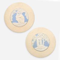 A Pair of Wedgwood Anna Zinkeisen (1901-1978) Designed Blue Jasperware Adam and Eve Plaques, UK, 1920s