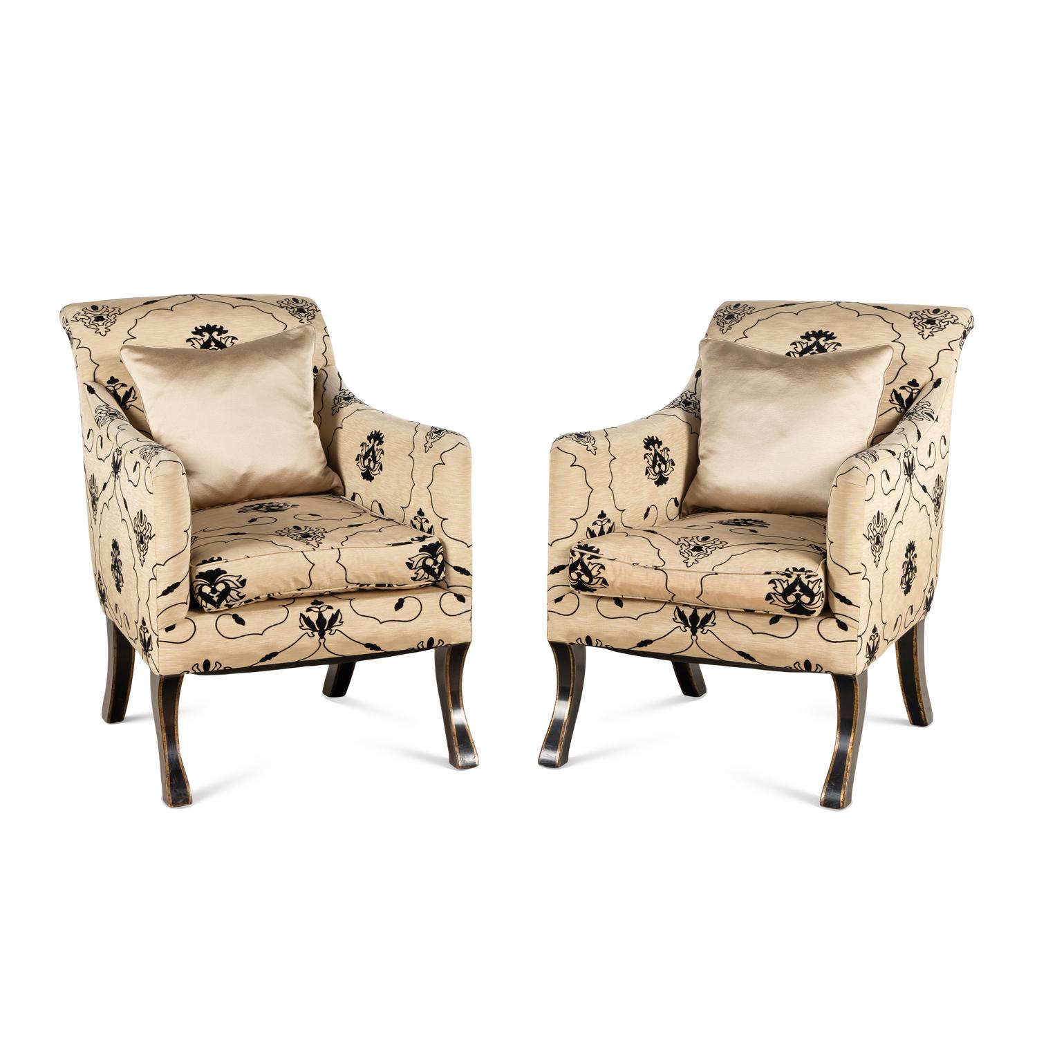 A Pair of Custom Silk Upholstered Rose Tarlow Armchairs
