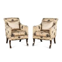 A Pair of Custom Silk Upholstered Rose Tarlow Armchairs