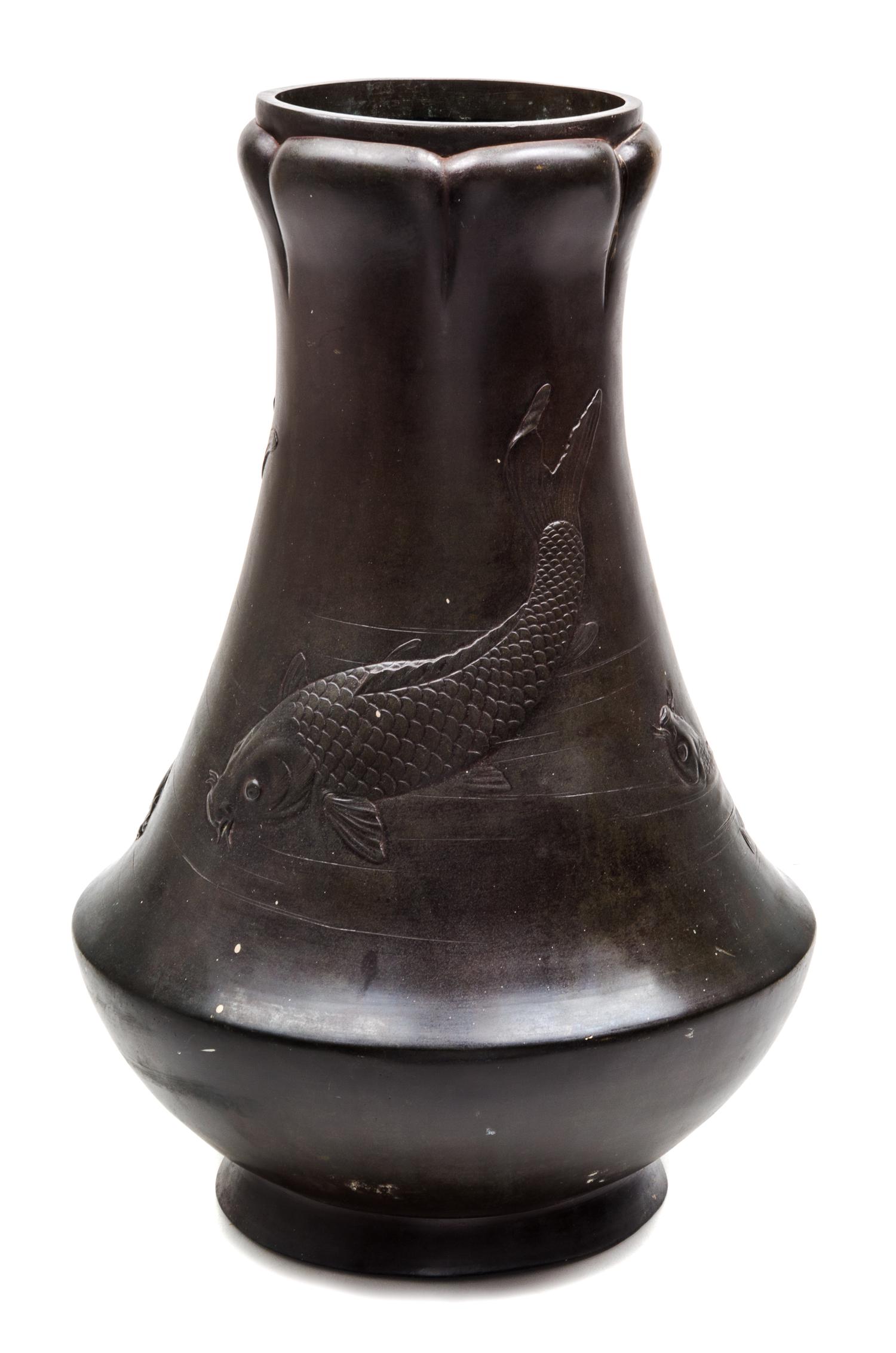 A Japanese Bronze Vase Height 17 1/2 inches. — MEIJI PERIOD