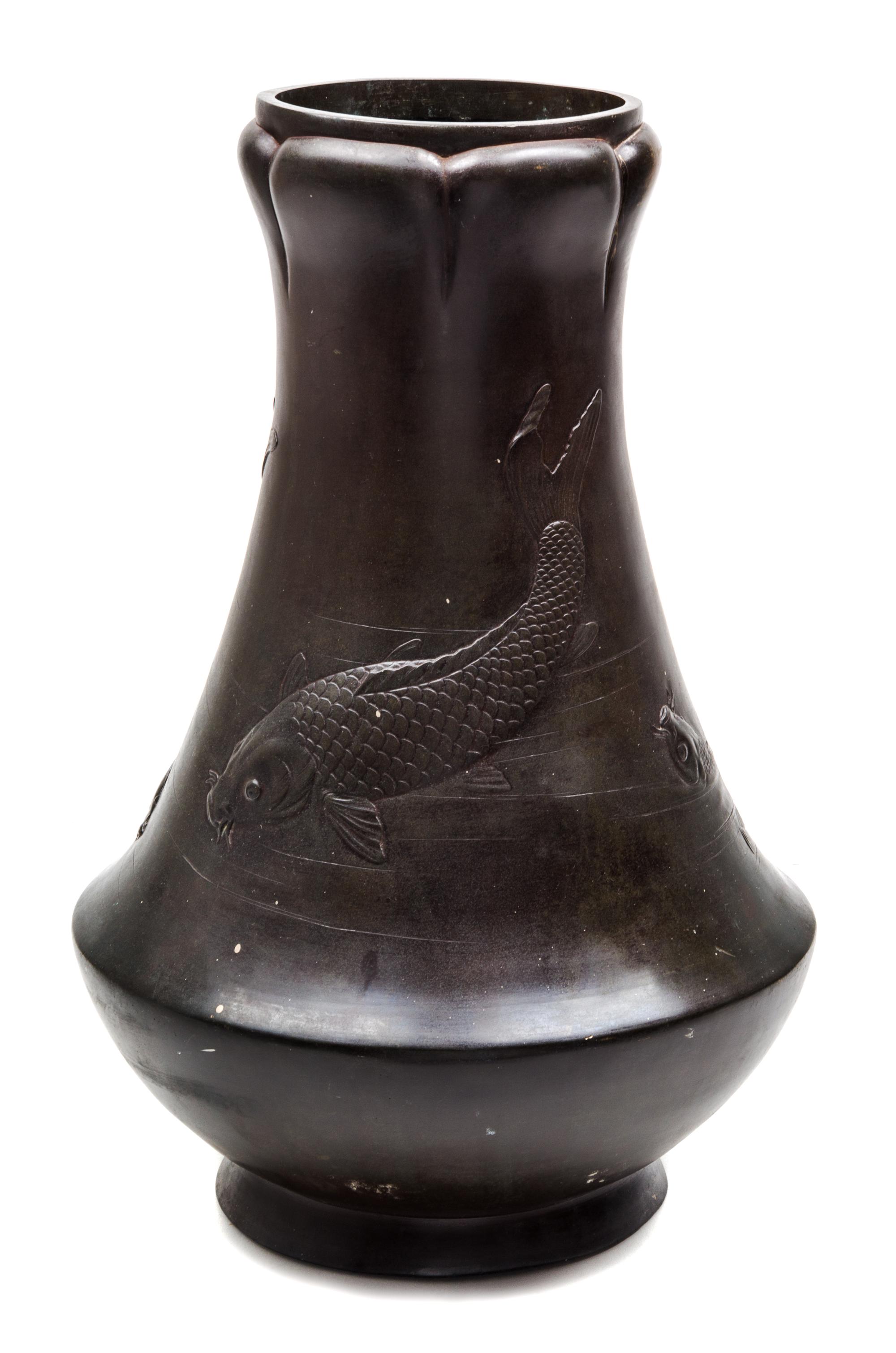 A Japanese Bronze Vase Height 17 1/2 inches. — MEIJI PERIOD