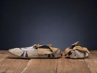 Cheyenne Beaded Buffalo Hide Moccasins, with Thunderbirds