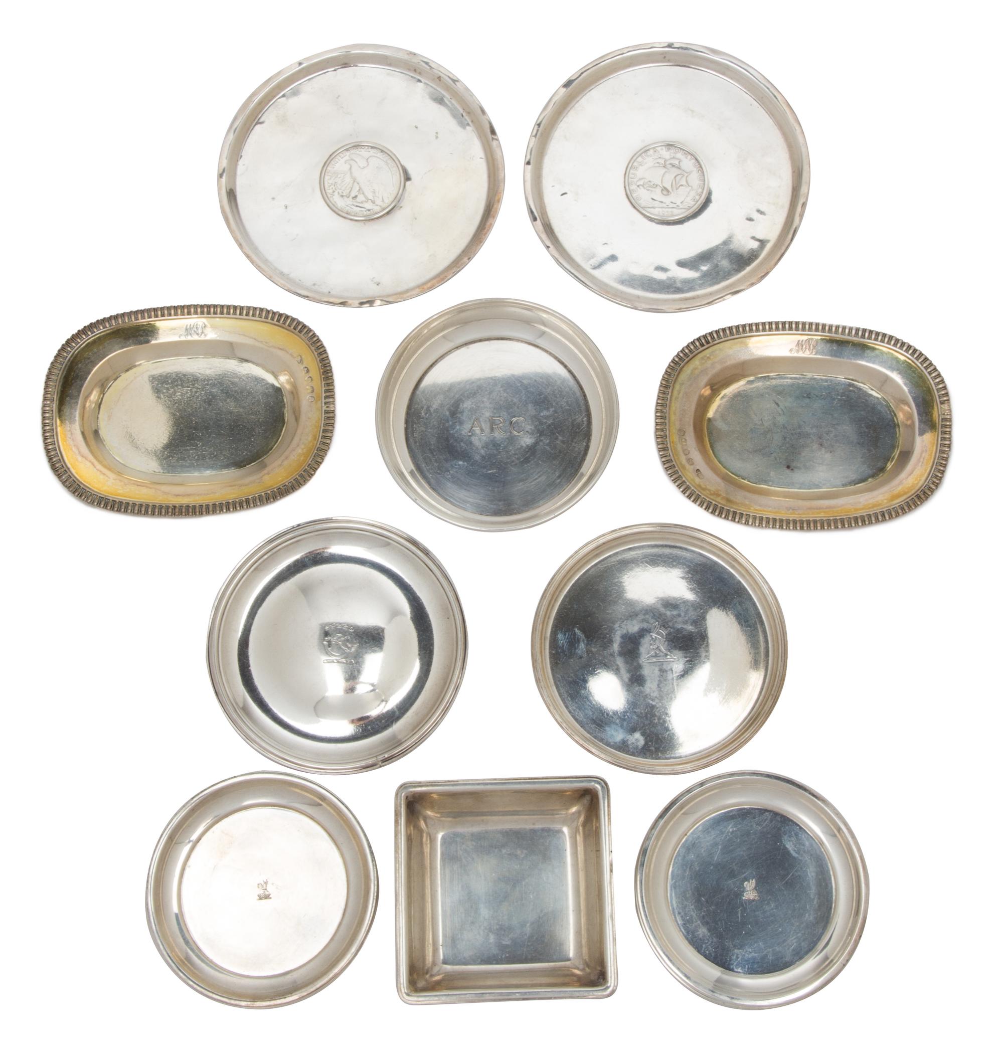 A Group of Miscellaneous English and American Silver, 19th & 20th Century, comprising of 16 ashtrays of various shapes and sizes