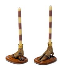 A Pair of Taxidermy Hoof Candlesticks