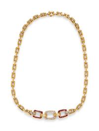 A 14 Karat Yellow Gold, Diamond and Ruby Necklace,