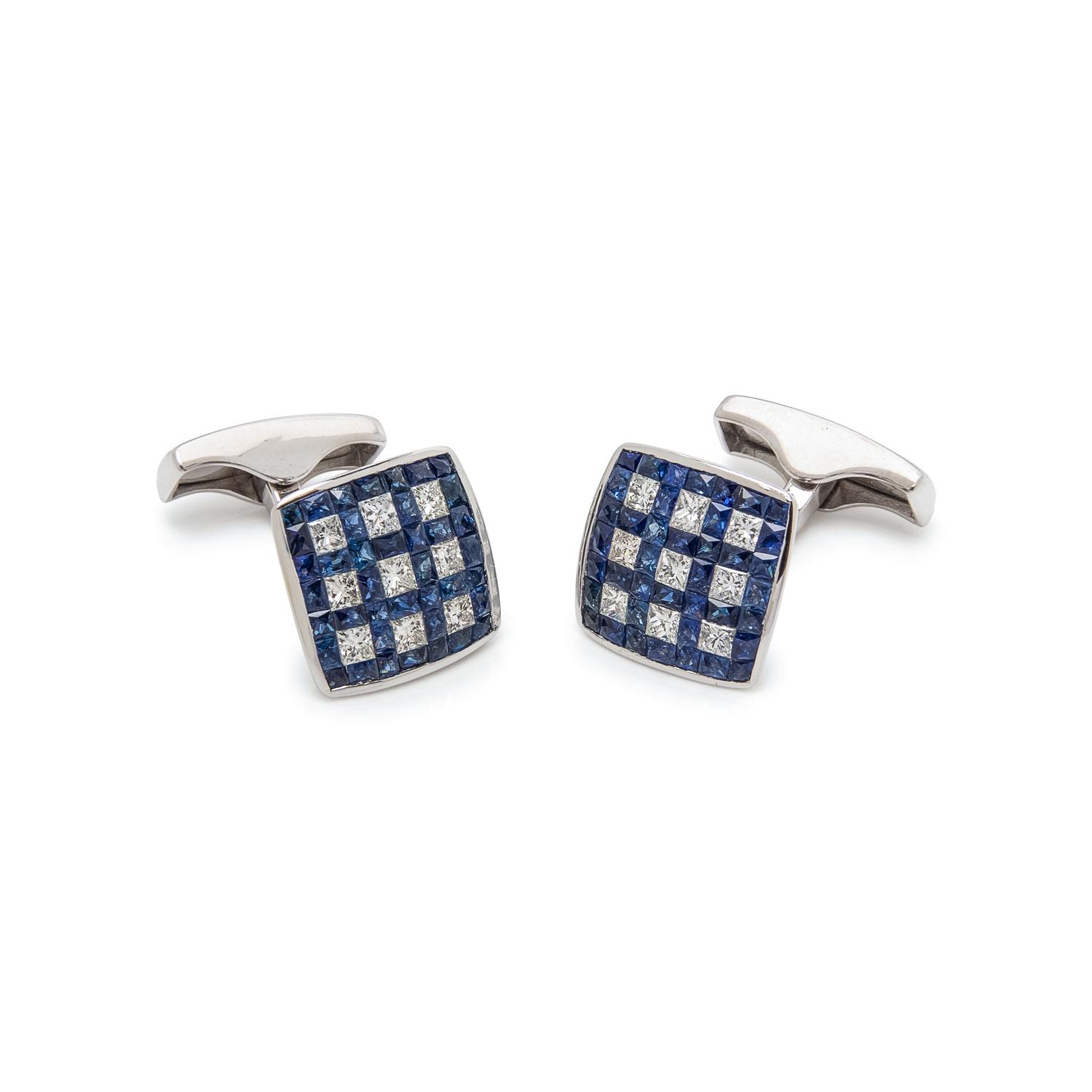 SAPPHIRE AND DIAMOND CUFFLINKS