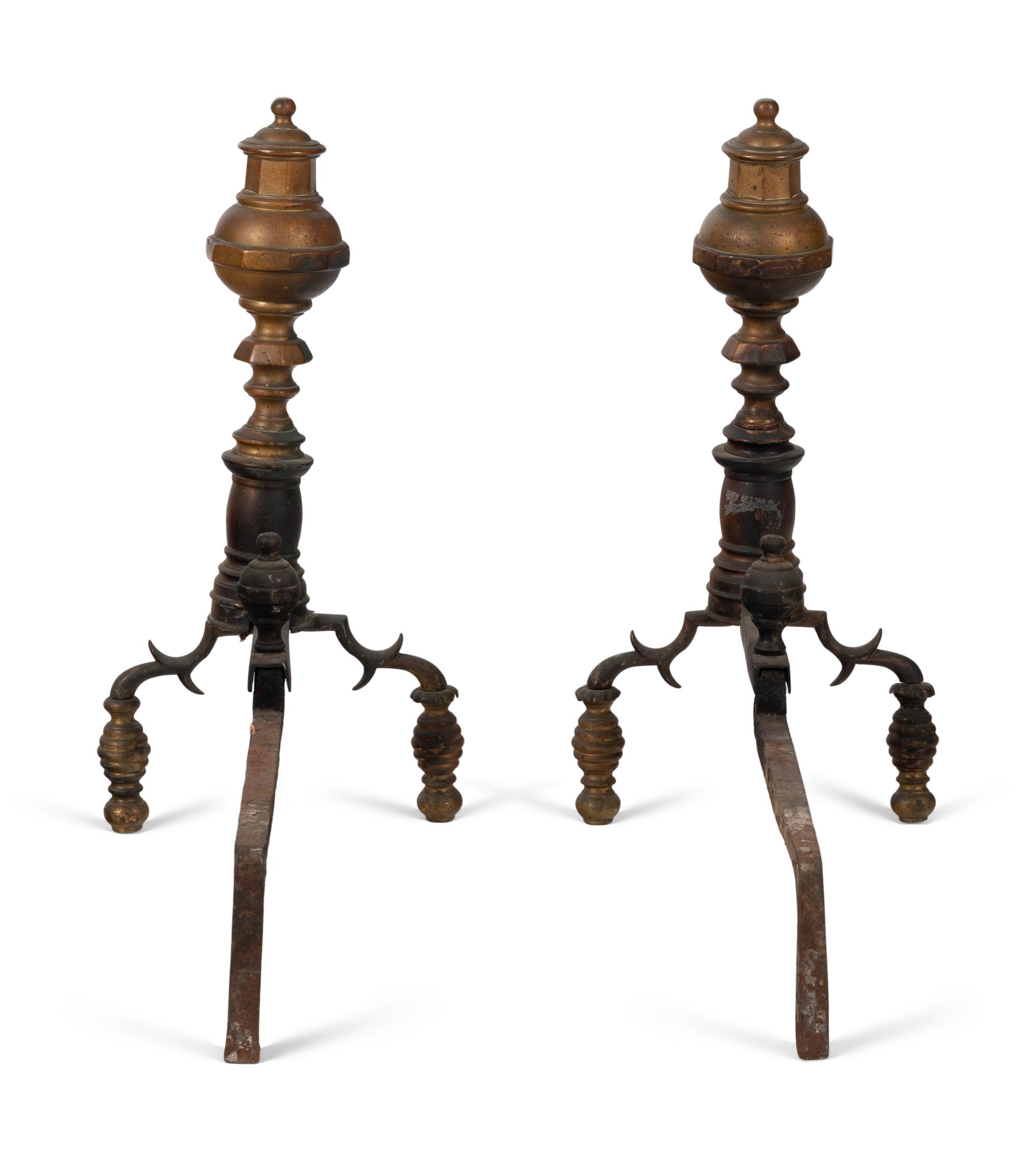A Pair of Federal Style Ball-Top Andirons