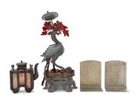Eight Chinese Pewter and Mixed Metal Articles