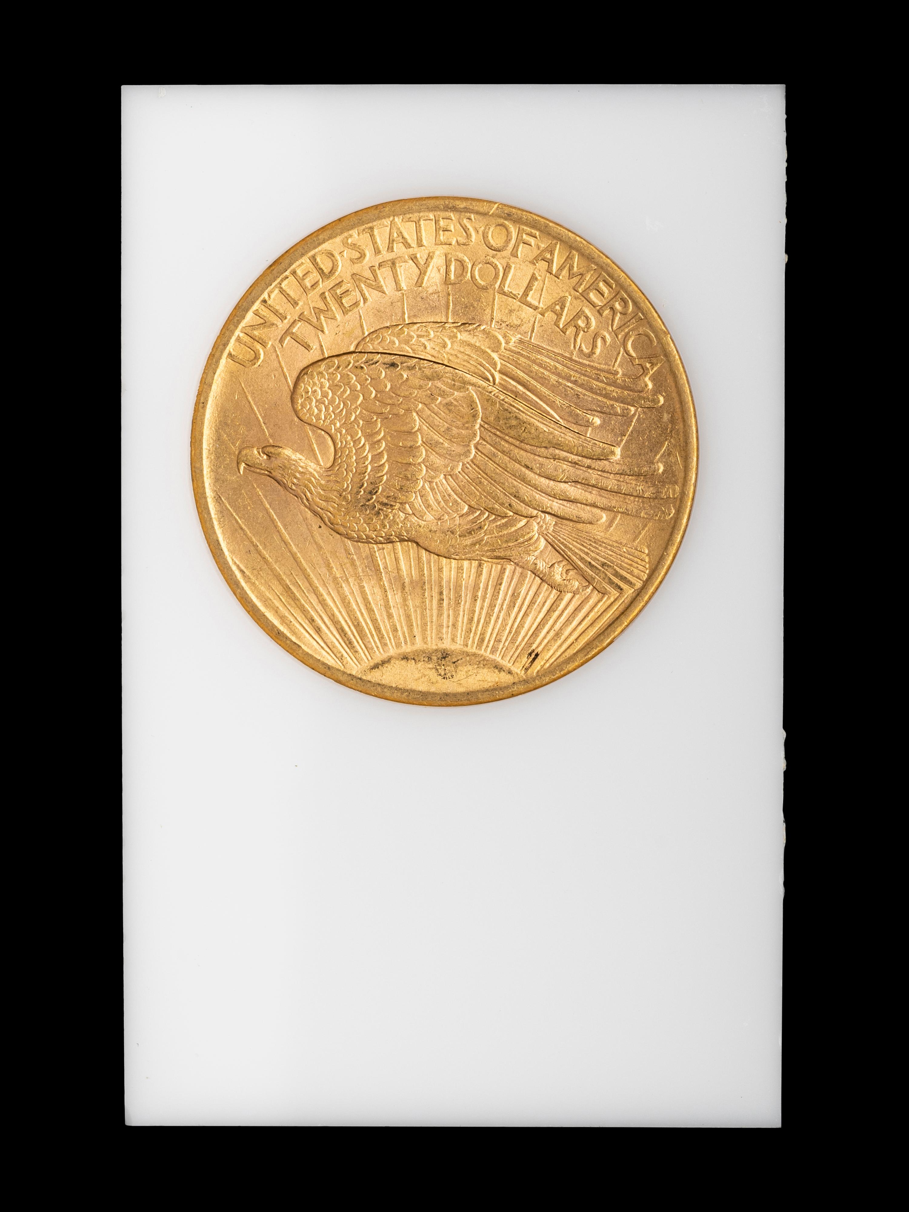A 1908 Saint Gaudens; No Motto $20 Gold Coin